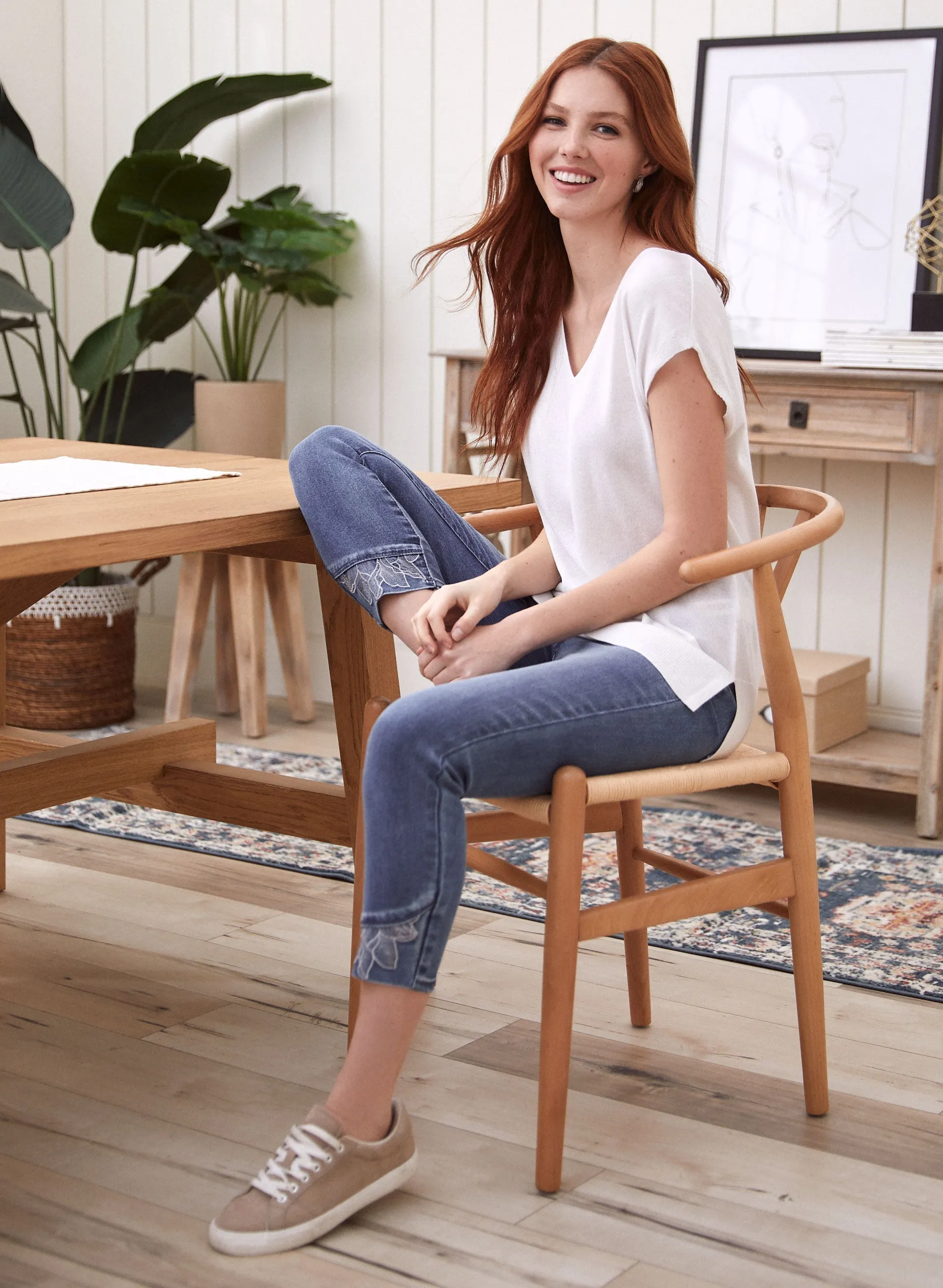 Embroidery Detail Pull-On Denim Capris sold by Laura product image thumbnail 2