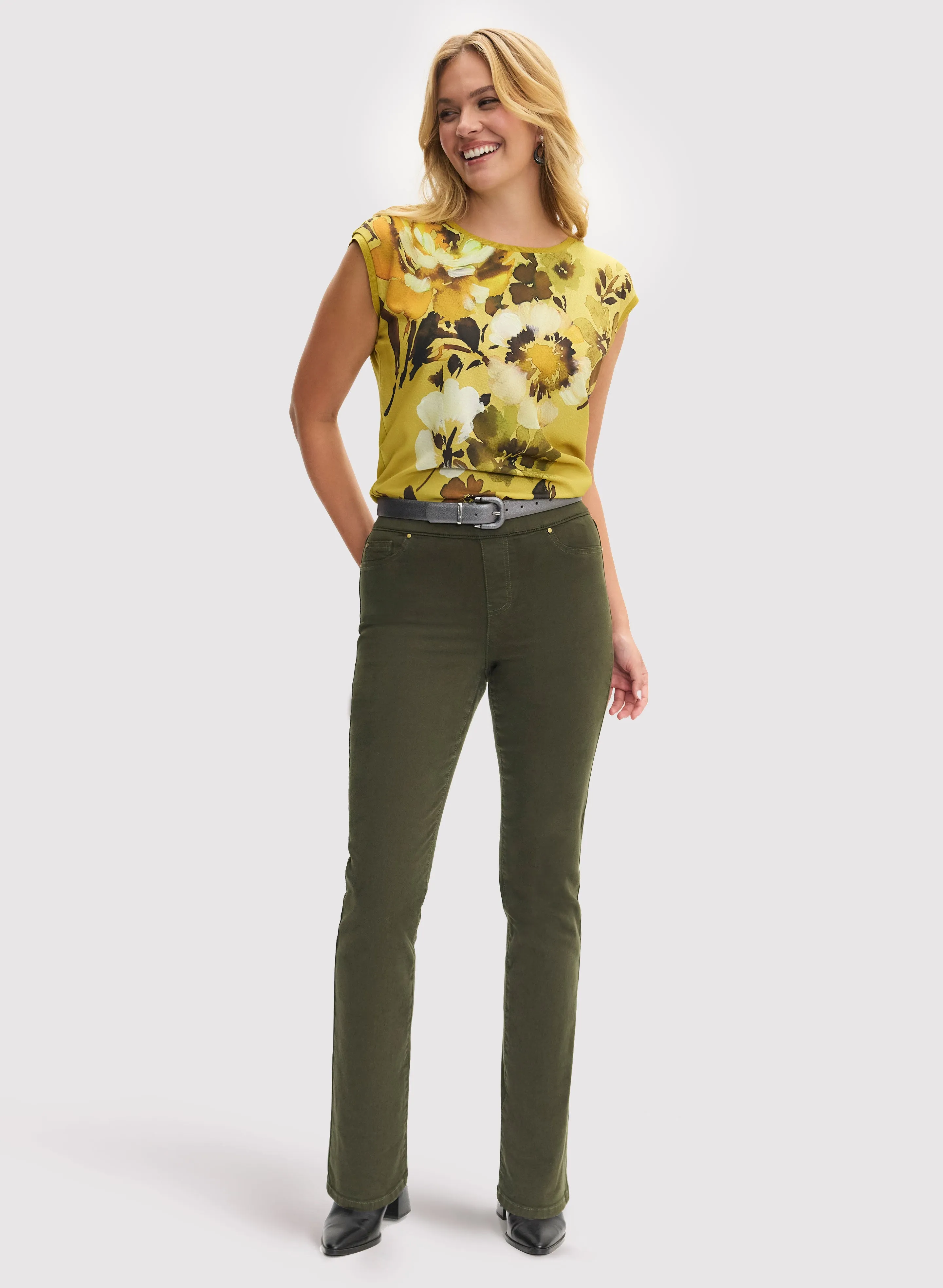Floral Print Top & Straight Leg Jeans sold by Laura