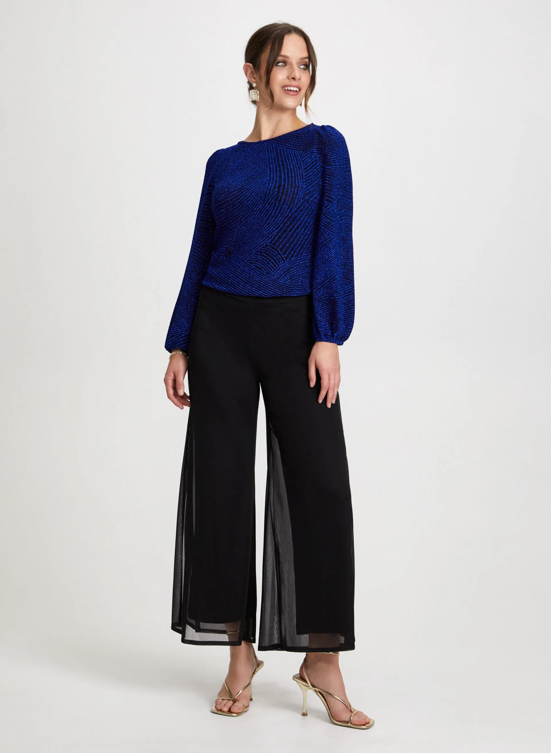 Metallic Top & Chiffon Overlay Pants sold by Laura