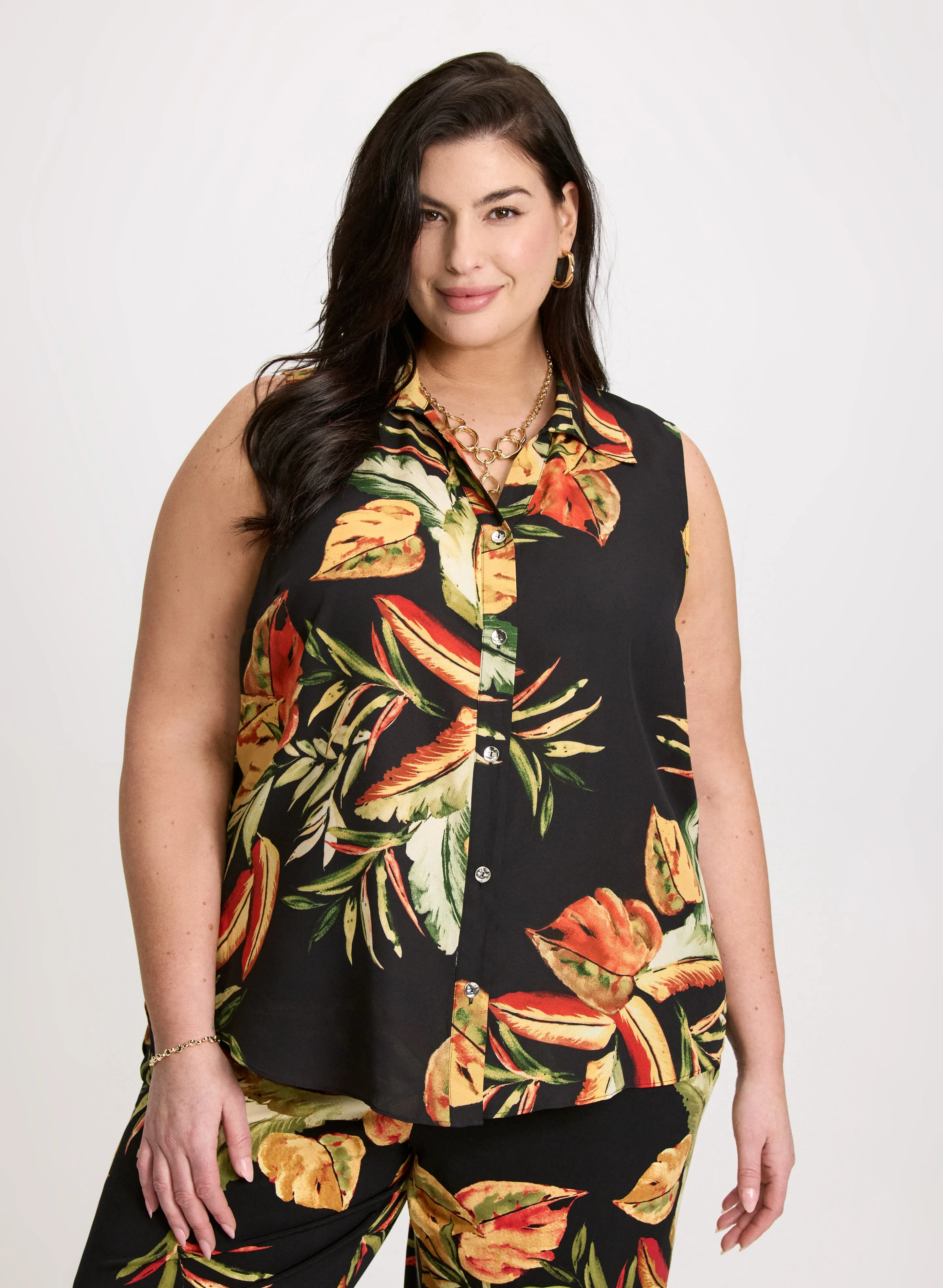 Sleeveless Leaf Print Blouse sold by Laura