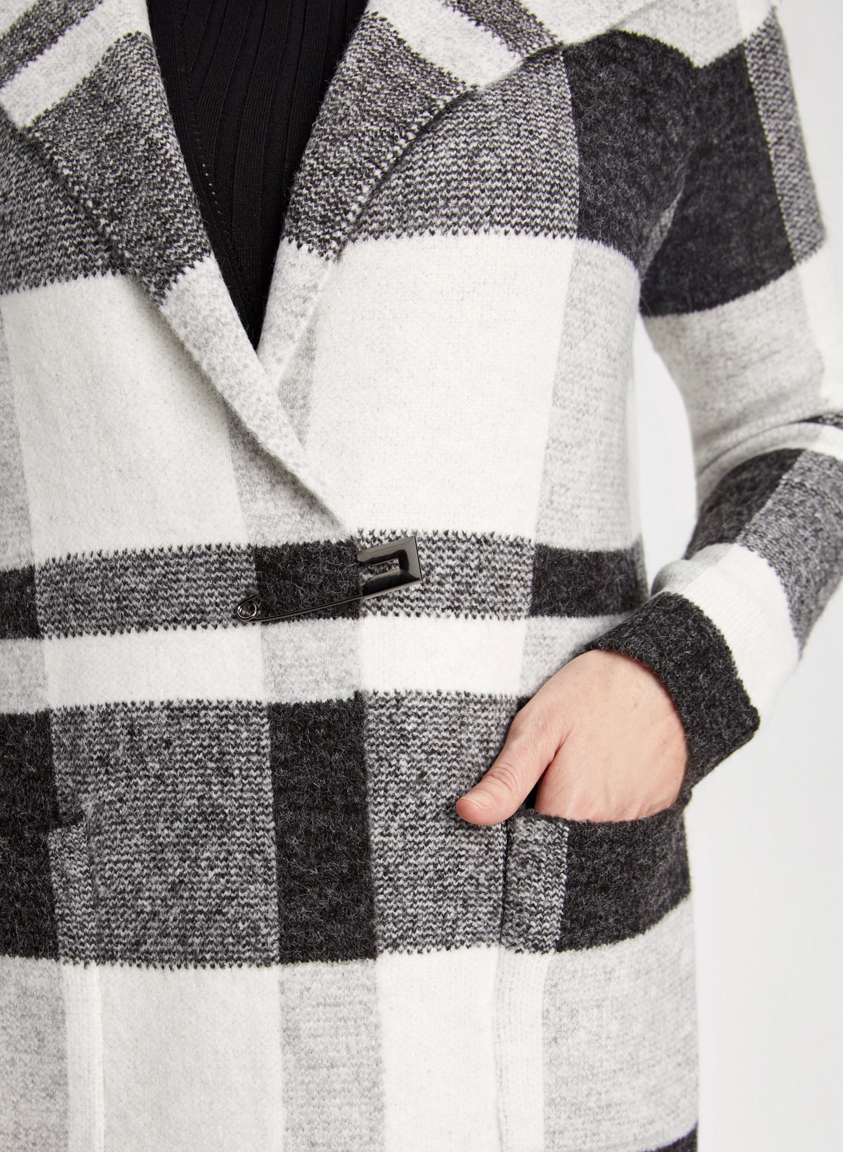 Plaid Shawl Collar Coatigan sold by Laura product image thumbnail 5