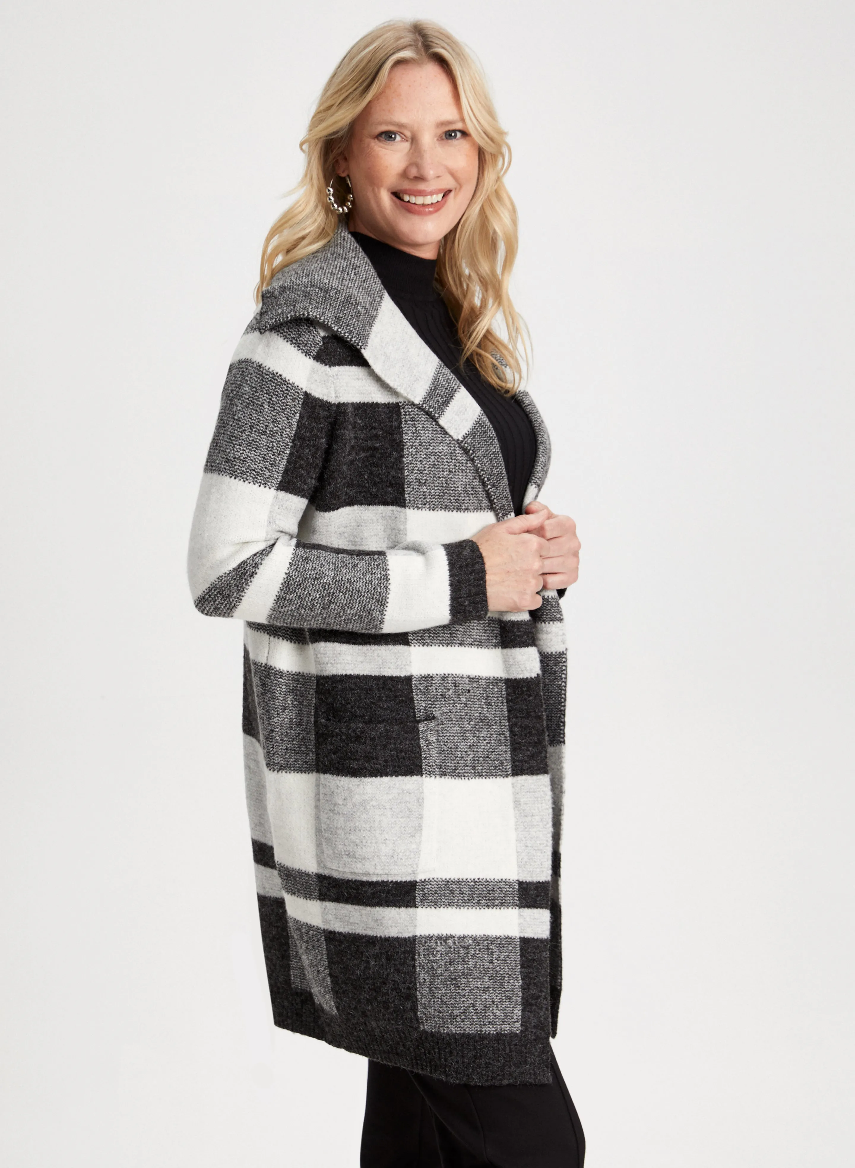 Plaid Shawl Collar Coatigan sold by Laura product image thumbnail 2