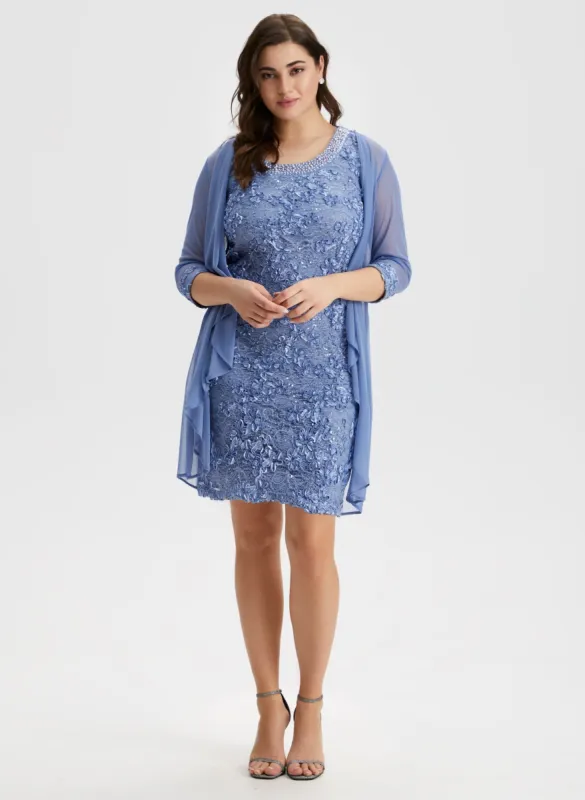 Lace Dress & Cascading Jacket Set sold by Laura