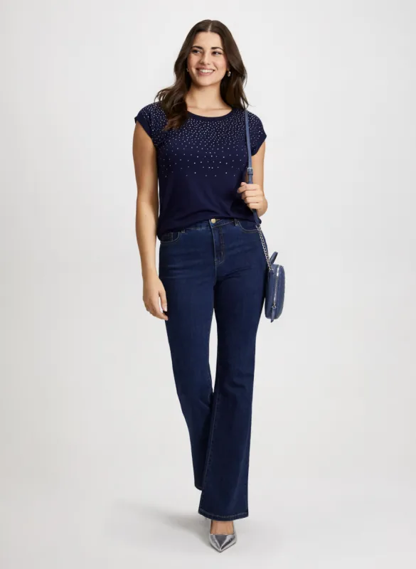 Embellished Cap Sleeve Tee & Bootcut Jeans sold by Laura