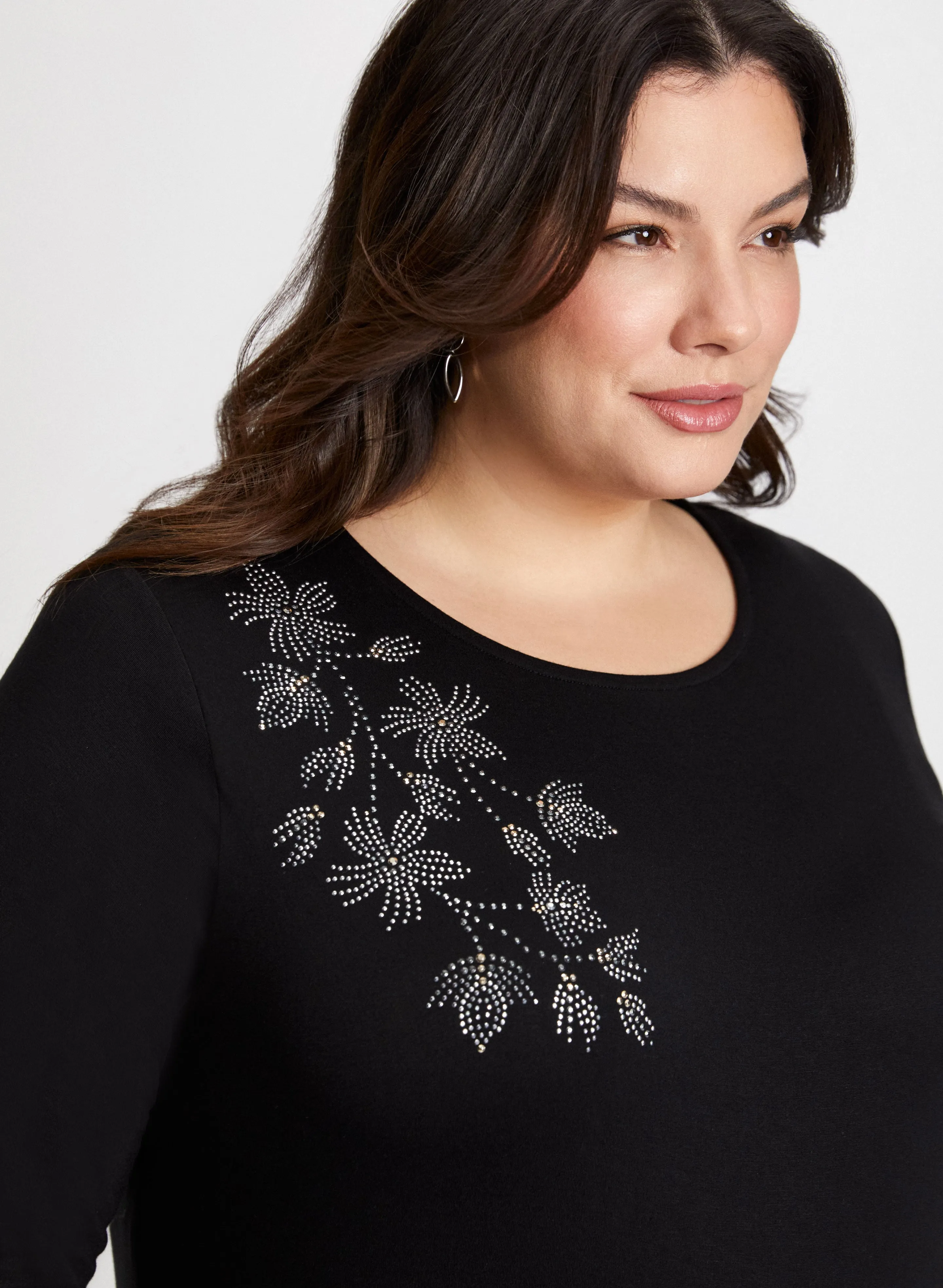 Rhinestone Appliqué Long Sleeve Top sold by Laura product image thumbnail 2