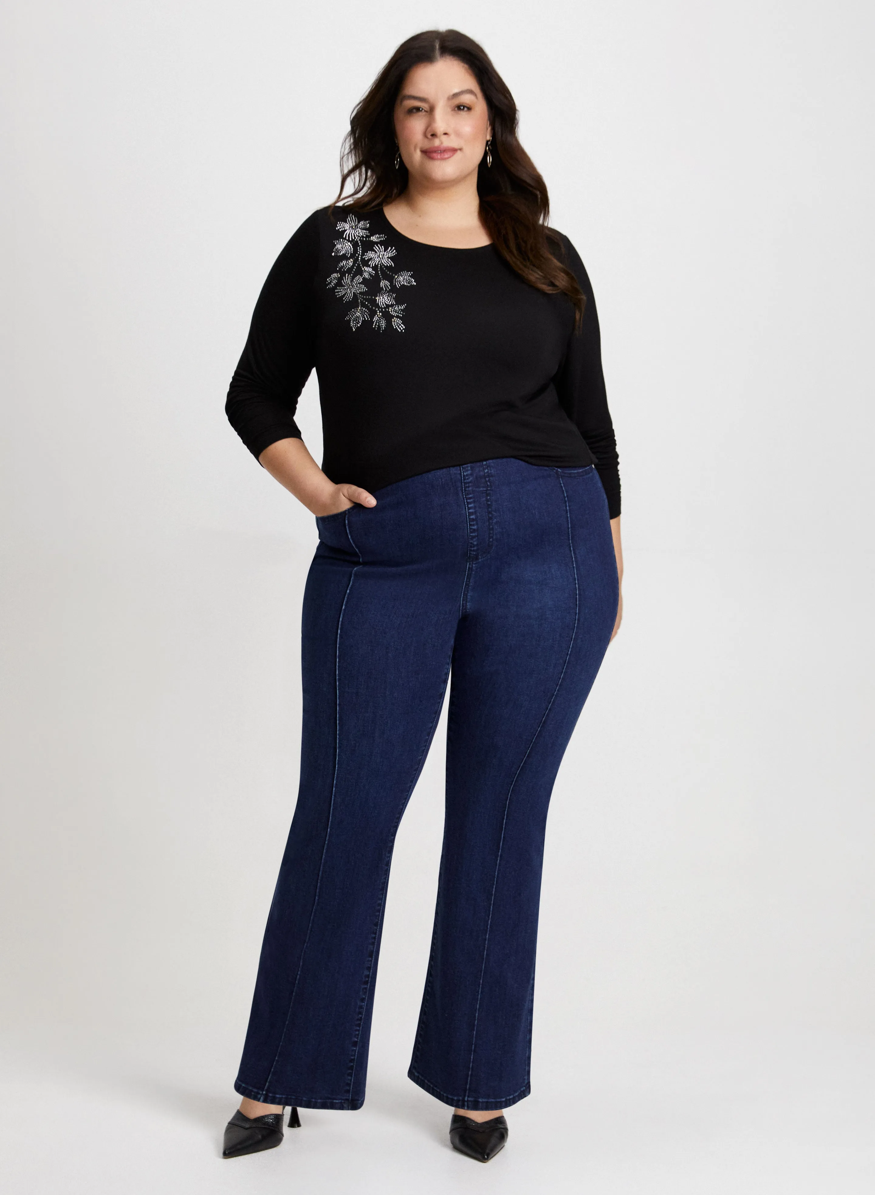 Rhinestone Appliqué Long Sleeve Top sold by Laura product image thumbnail 3