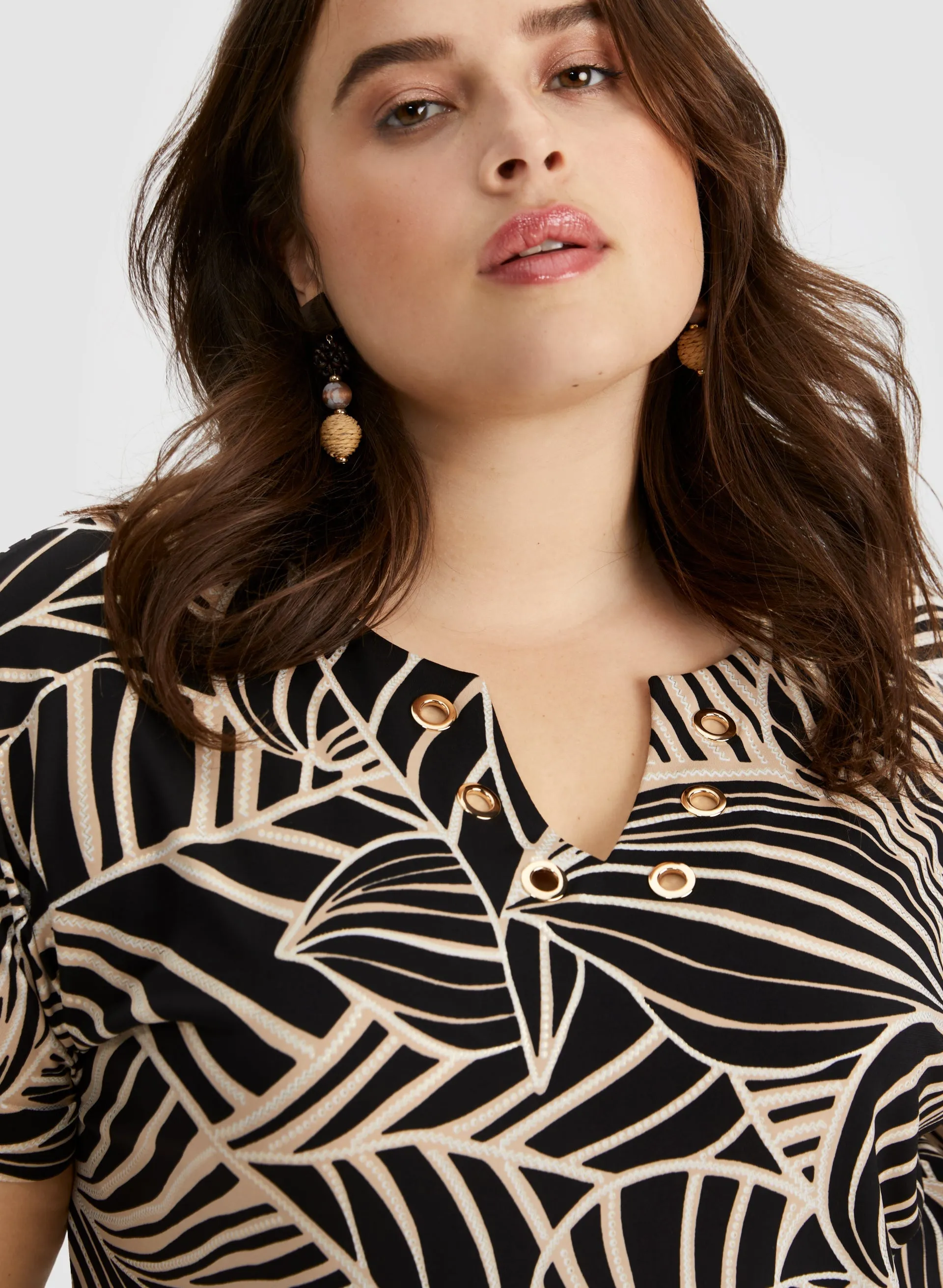 Joseph Ribkoff - Palm Leaf Print Top sold by Laura product image thumbnail 3