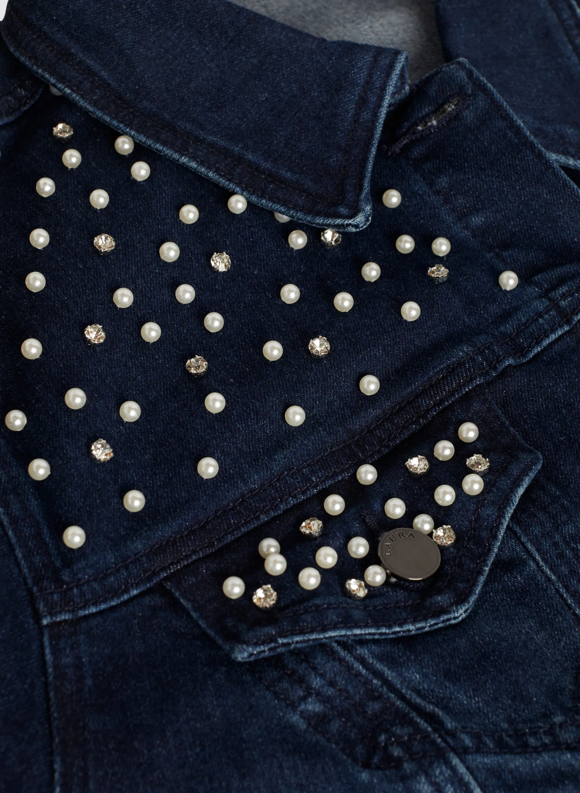 Pearl & Rhinestone Embellished Denim Jacket sold by Laura product image thumbnail 4