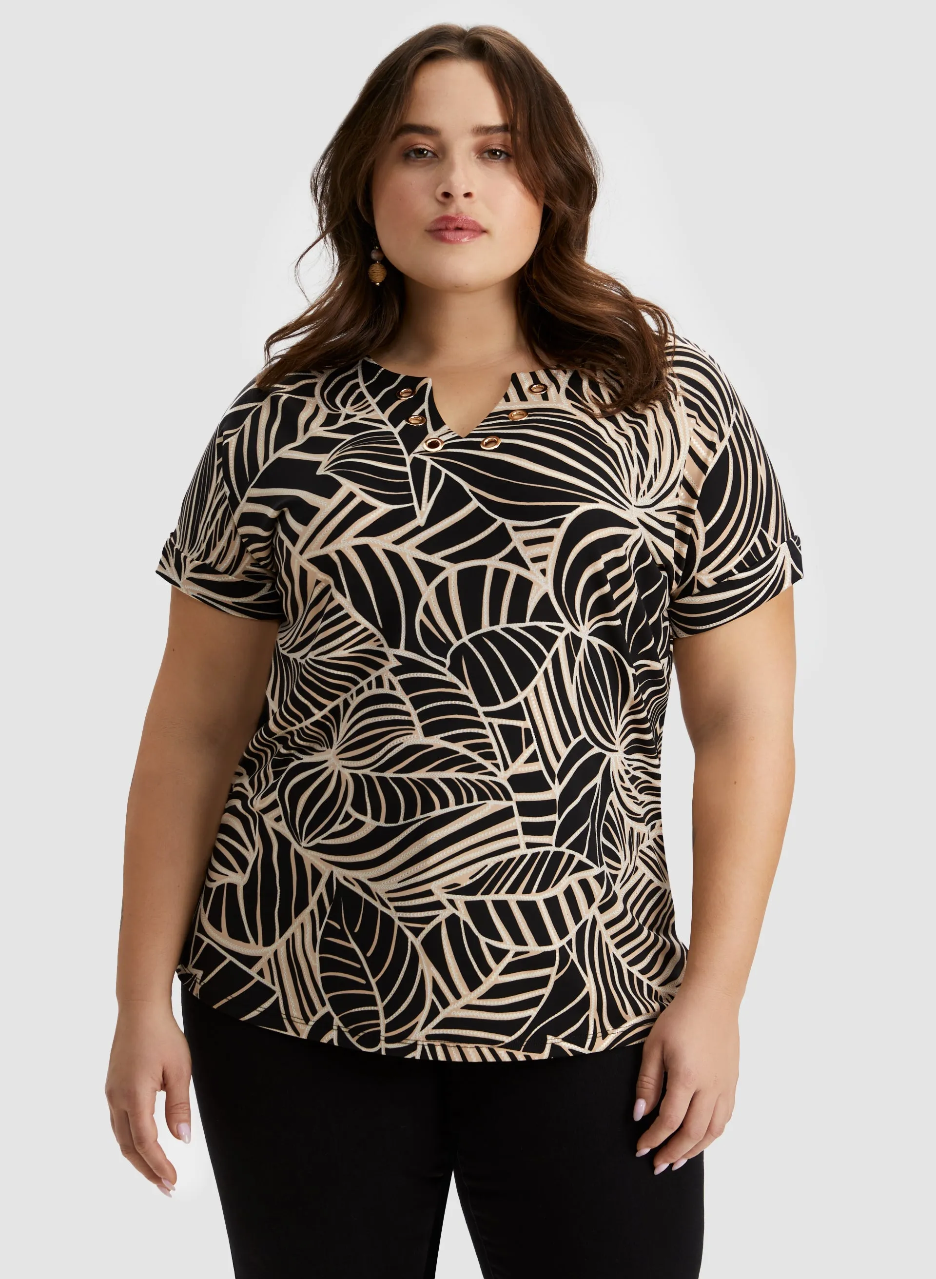 Joseph Ribkoff - Palm Leaf Print Top sold by Laura product image thumbnail 5