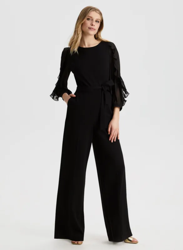 Ruffle Sleeve Wide Leg Jumpsuit sold by Laura