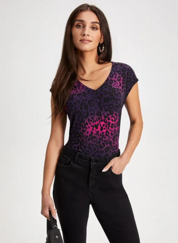 V-Neck Leopard Print Top sold by Laura
