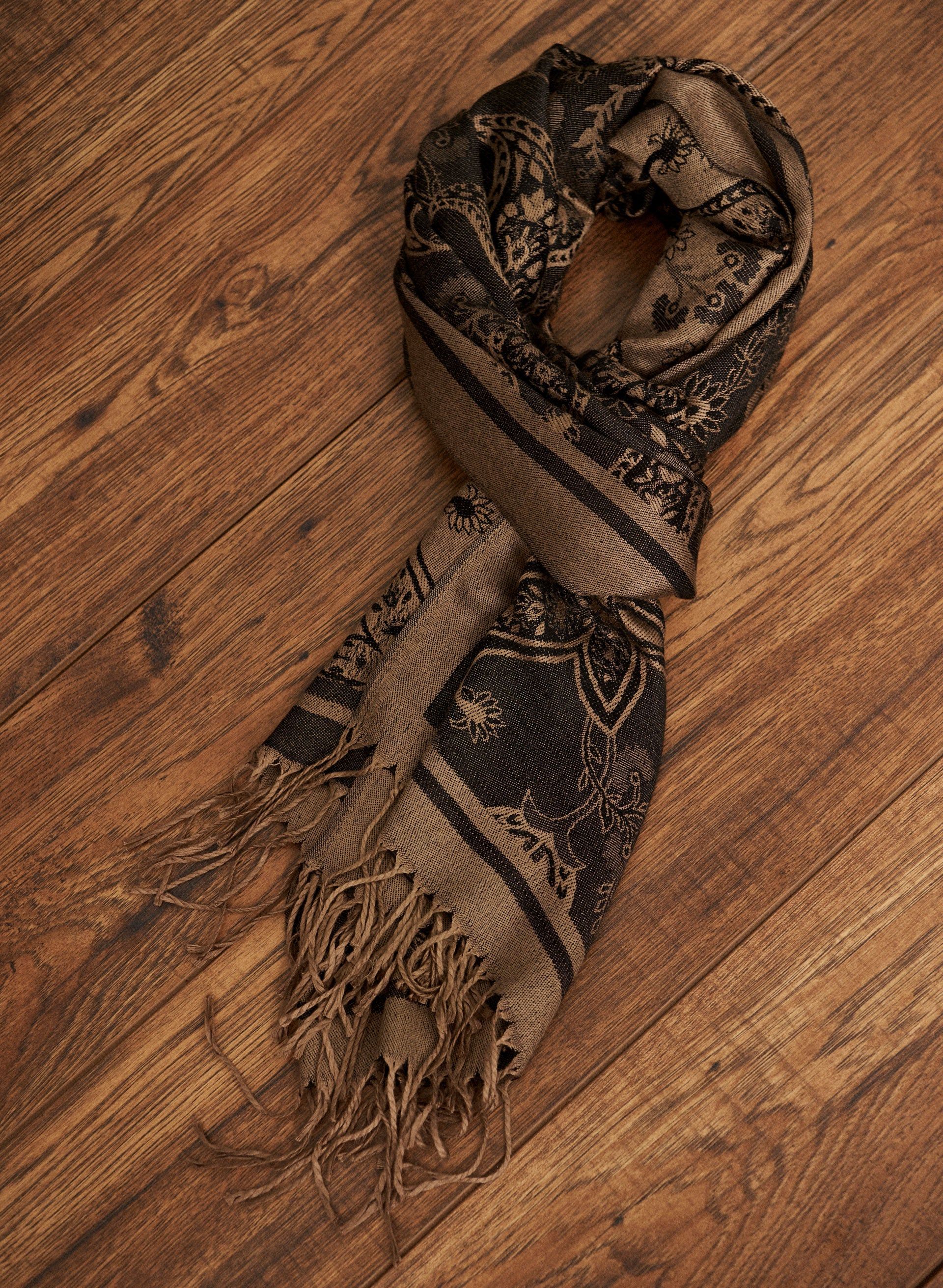 Paisley Fringed Jacquard Scarf sold by Laura