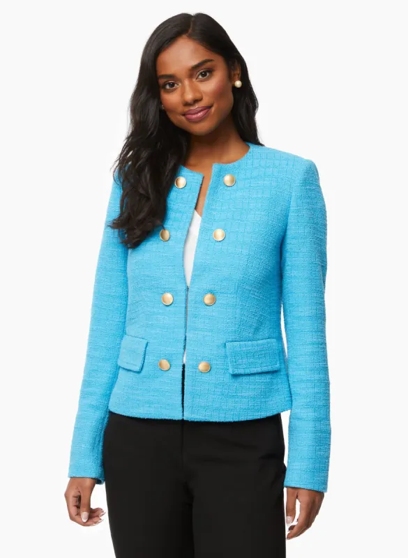 Button Detail Bouclé Jacket sold by Laura