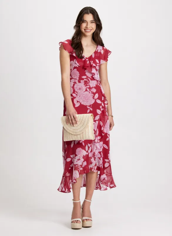 Ruffled Floral Midi Dress sold by Laura