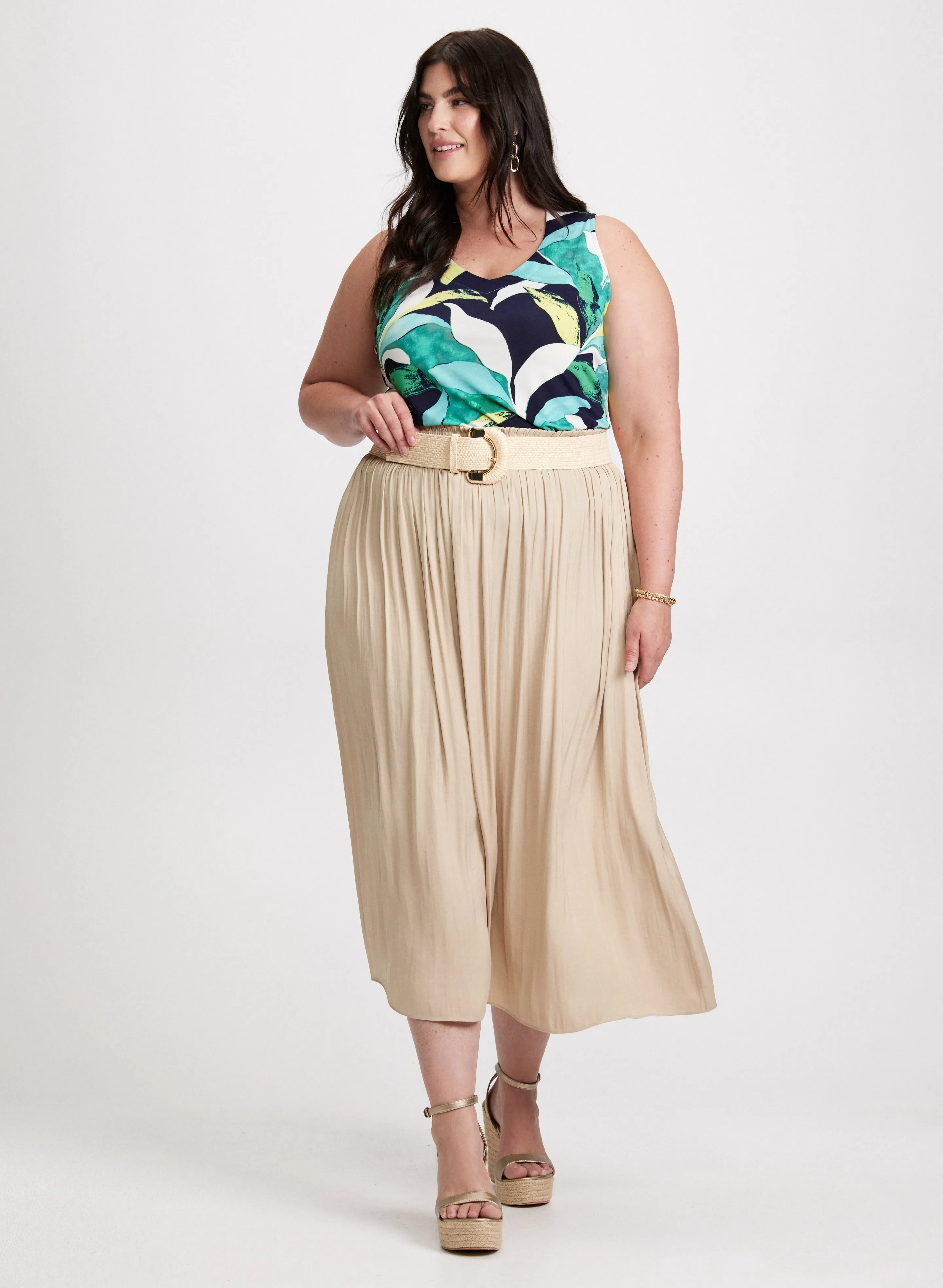 Leaf Print Sleeveless Top & Satin Maxi Skirt sold by Laura
