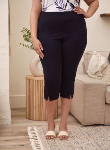 Pull-On Slit Detail Capris sold by Laura