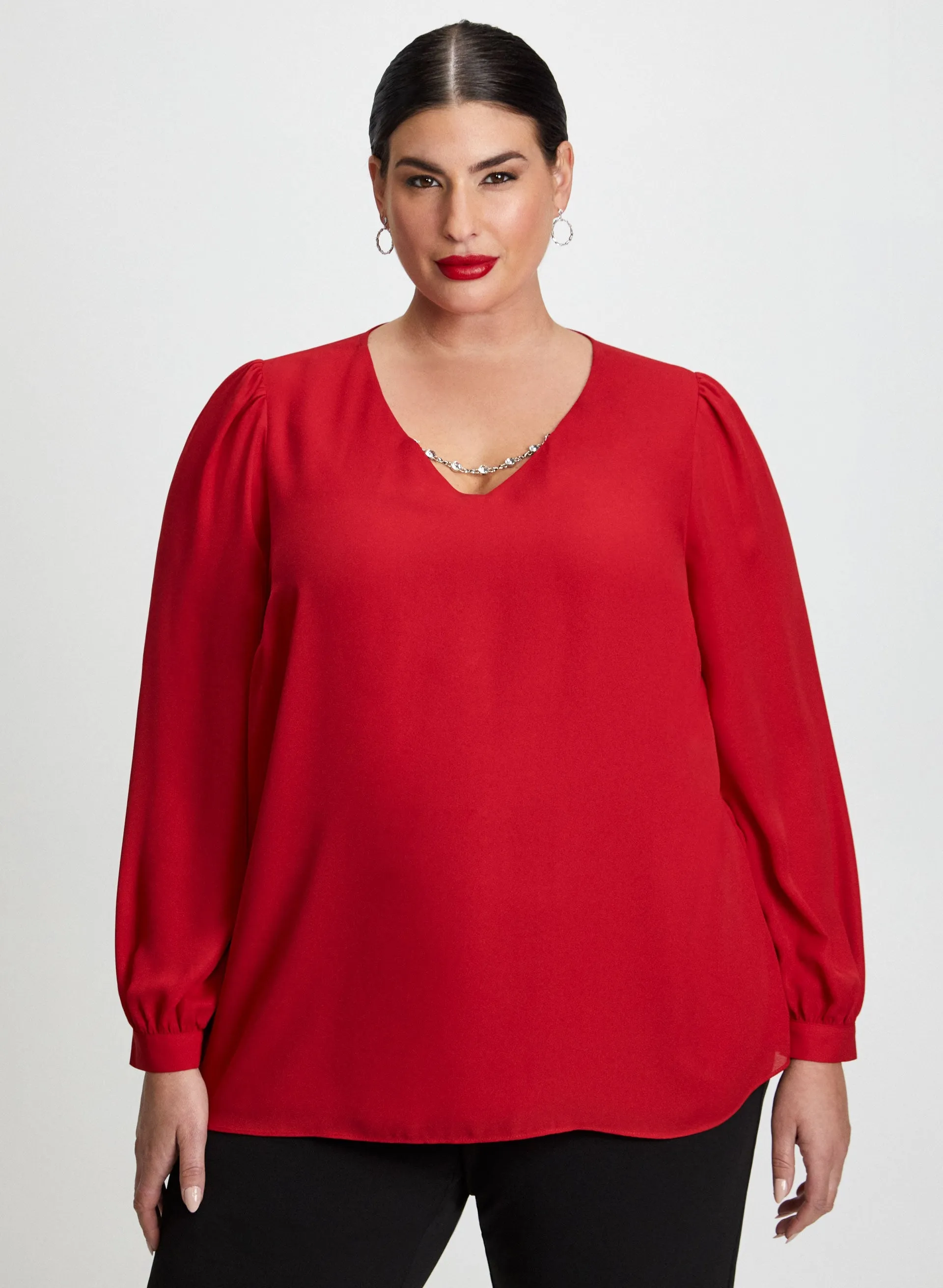 Rhinestone Chain V-Neck Top sold by Laura product image thumbnail 5