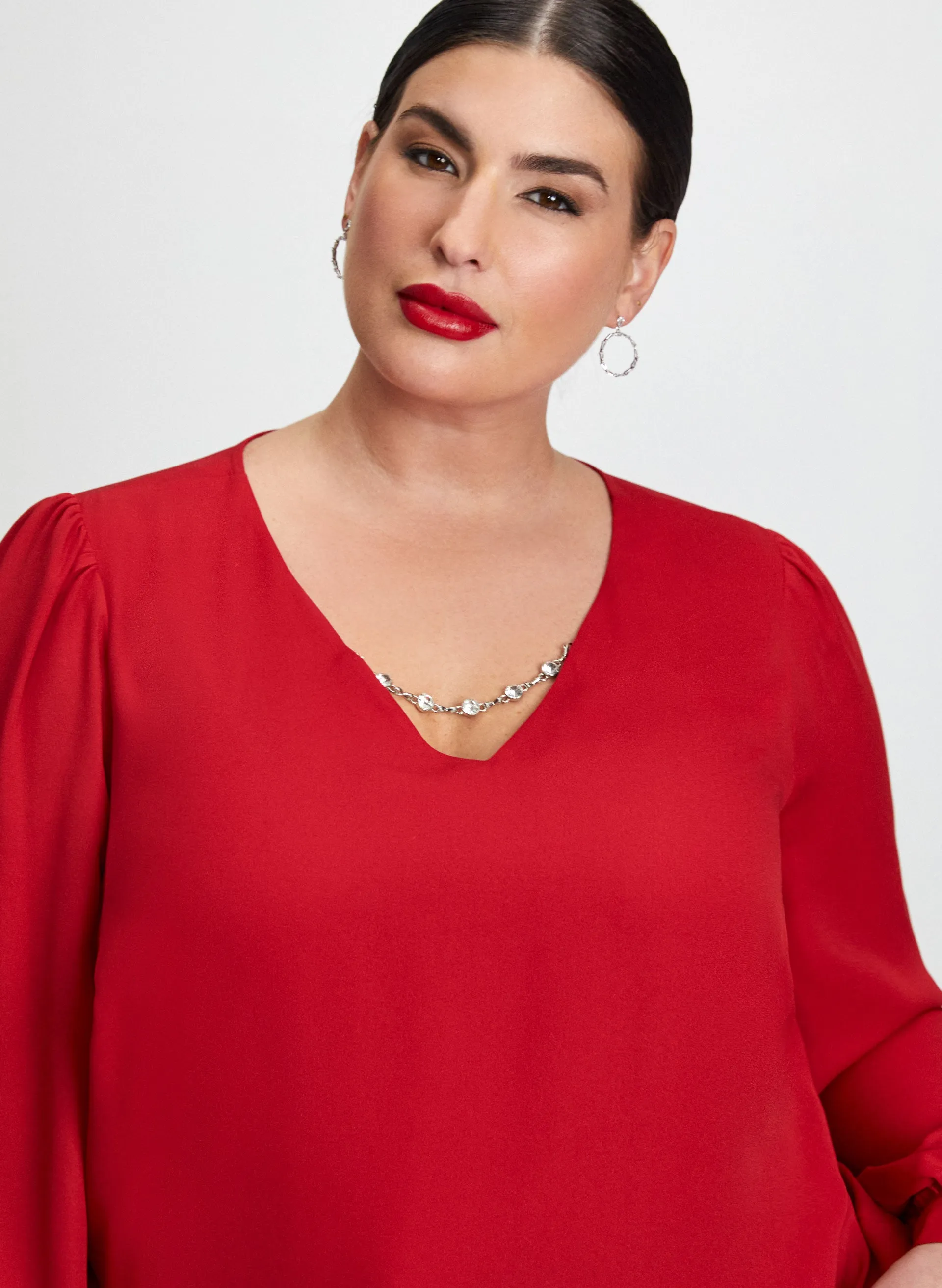 Rhinestone Chain V-Neck Top sold by Laura product image thumbnail 2