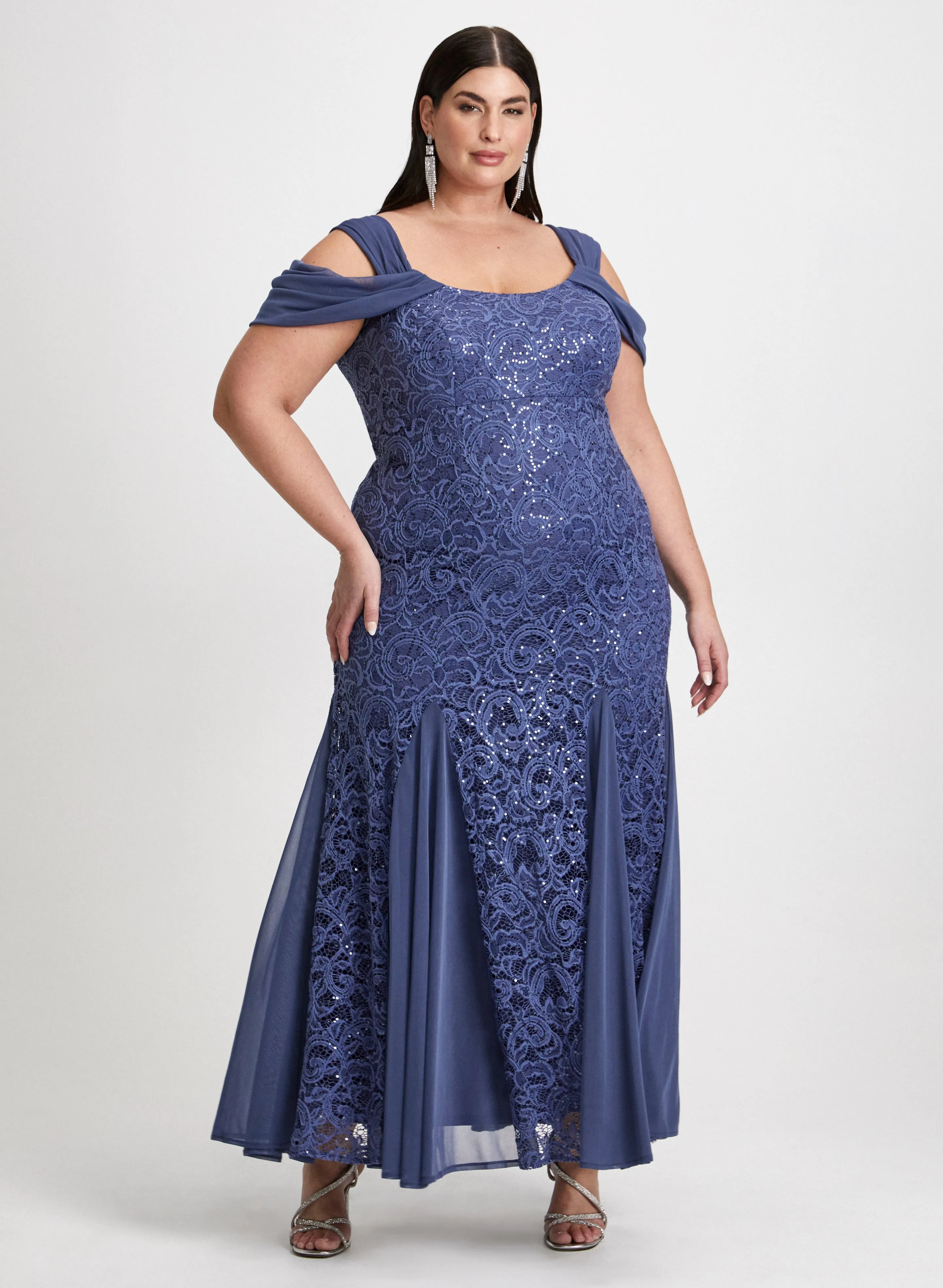 Cold Shoulder Sequined Dress sold by Laura