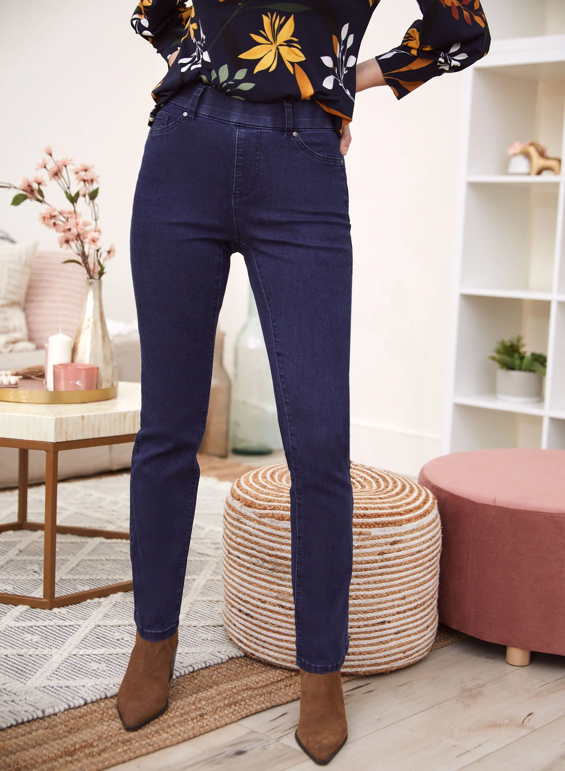 Straight Leg Pull-On Jeans sold by Laura