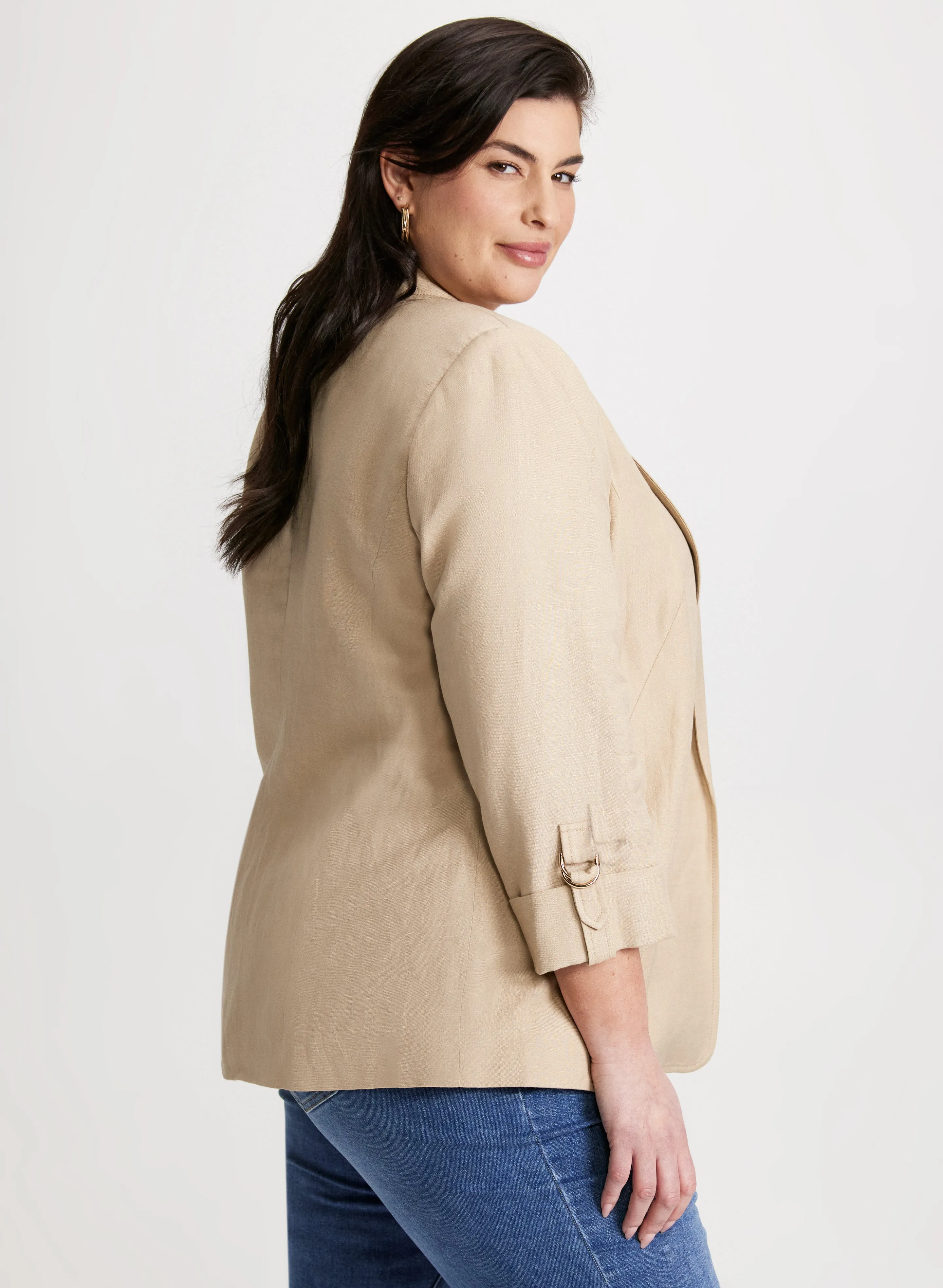 Linen-Blend Open Front Jacket sold by Laura product image thumbnail 4