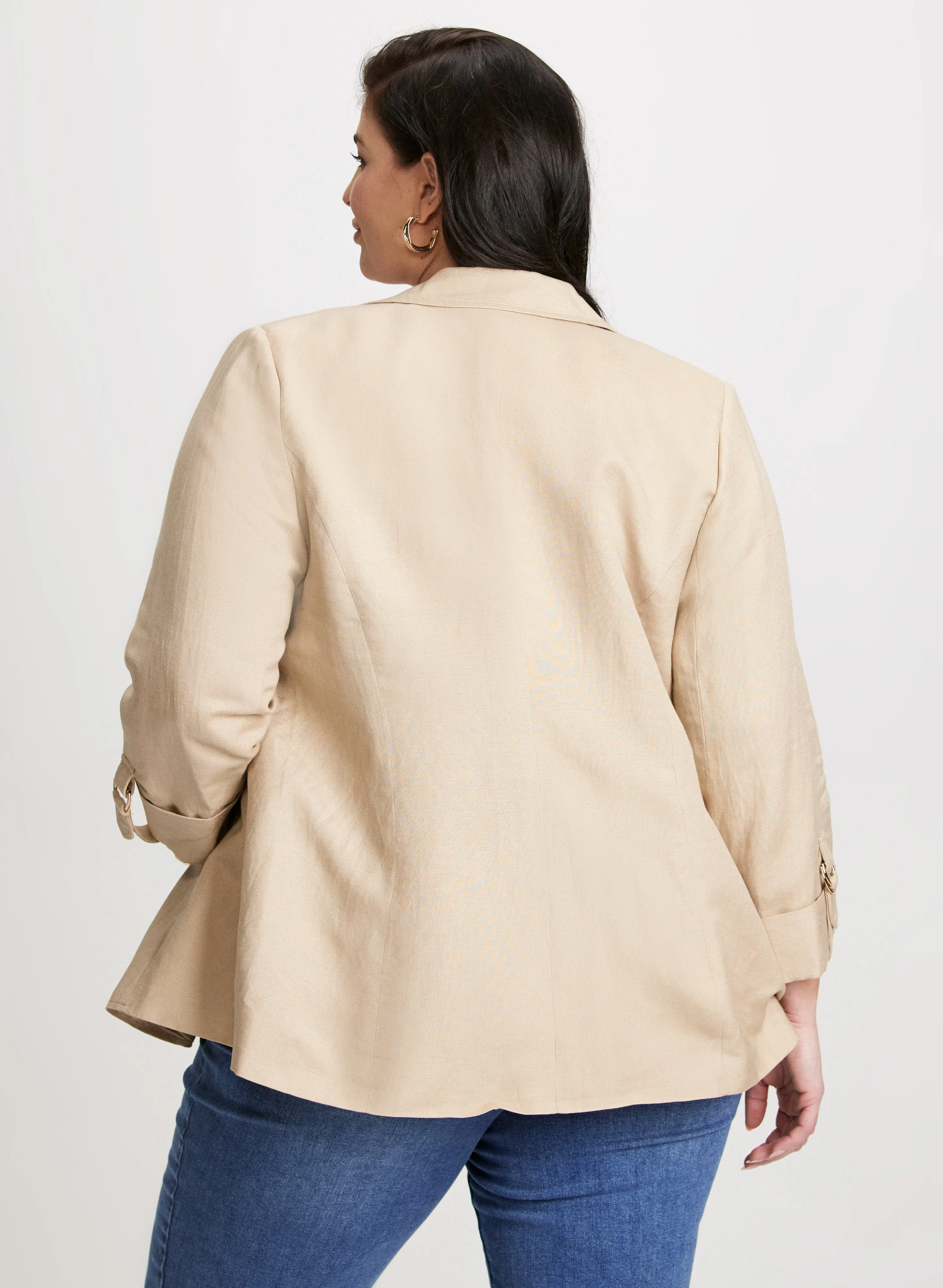 Linen-Blend Open Front Jacket sold by Laura product image thumbnail 2