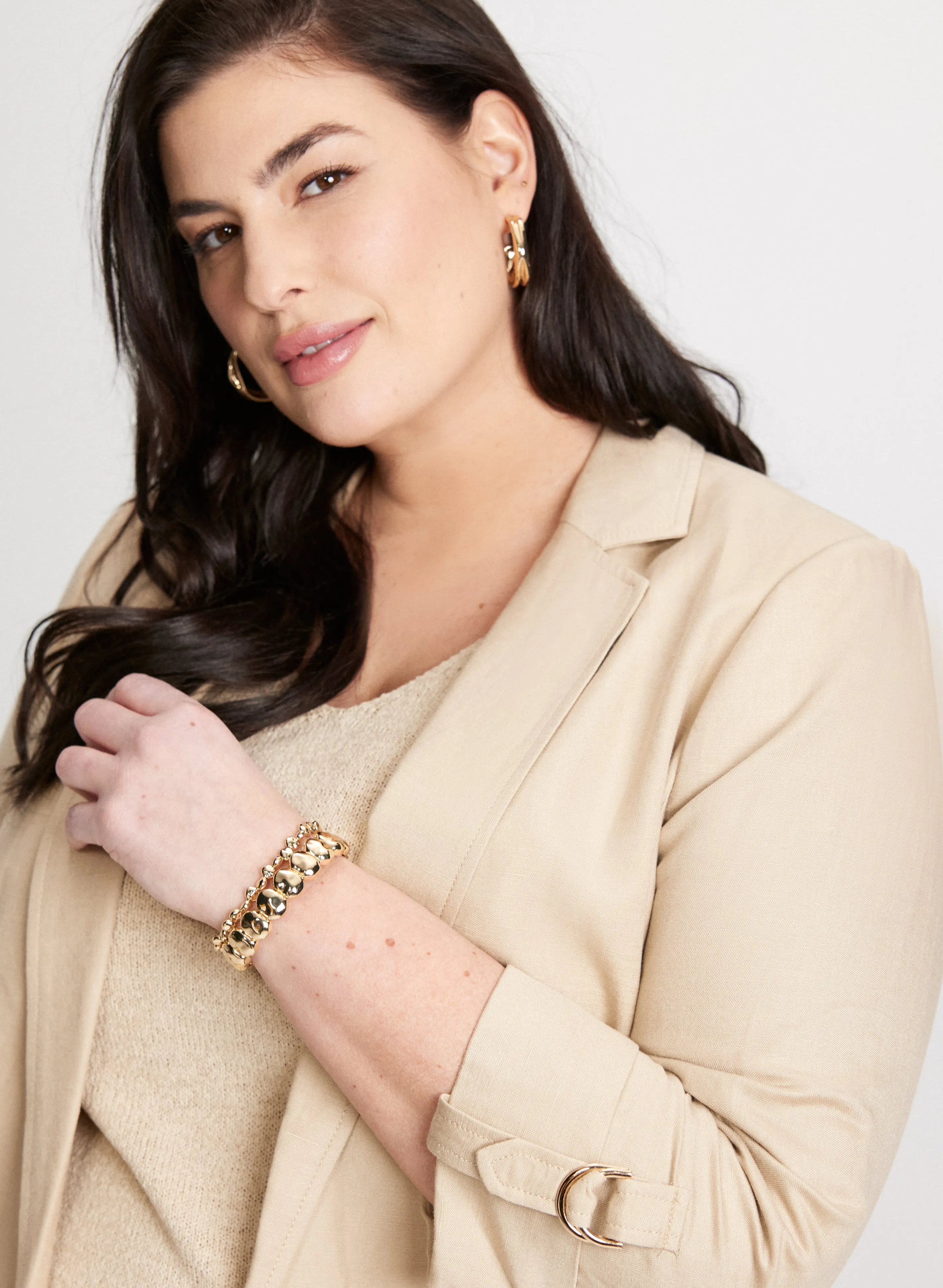 Linen-Blend Open Front Jacket sold by Laura product image thumbnail 5