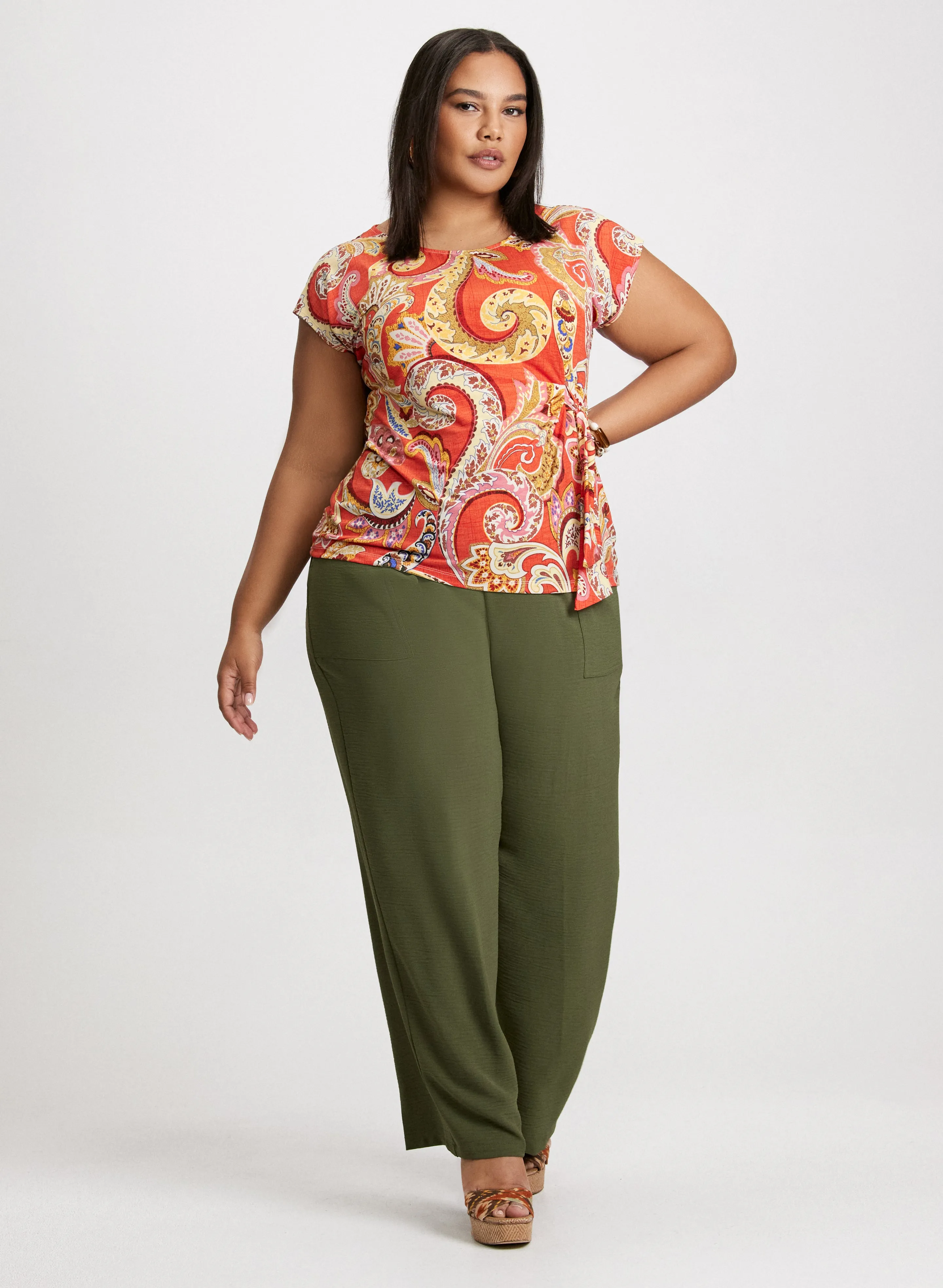 Side Tie Paisley Top & Crepe Pull-On Pants sold by Laura