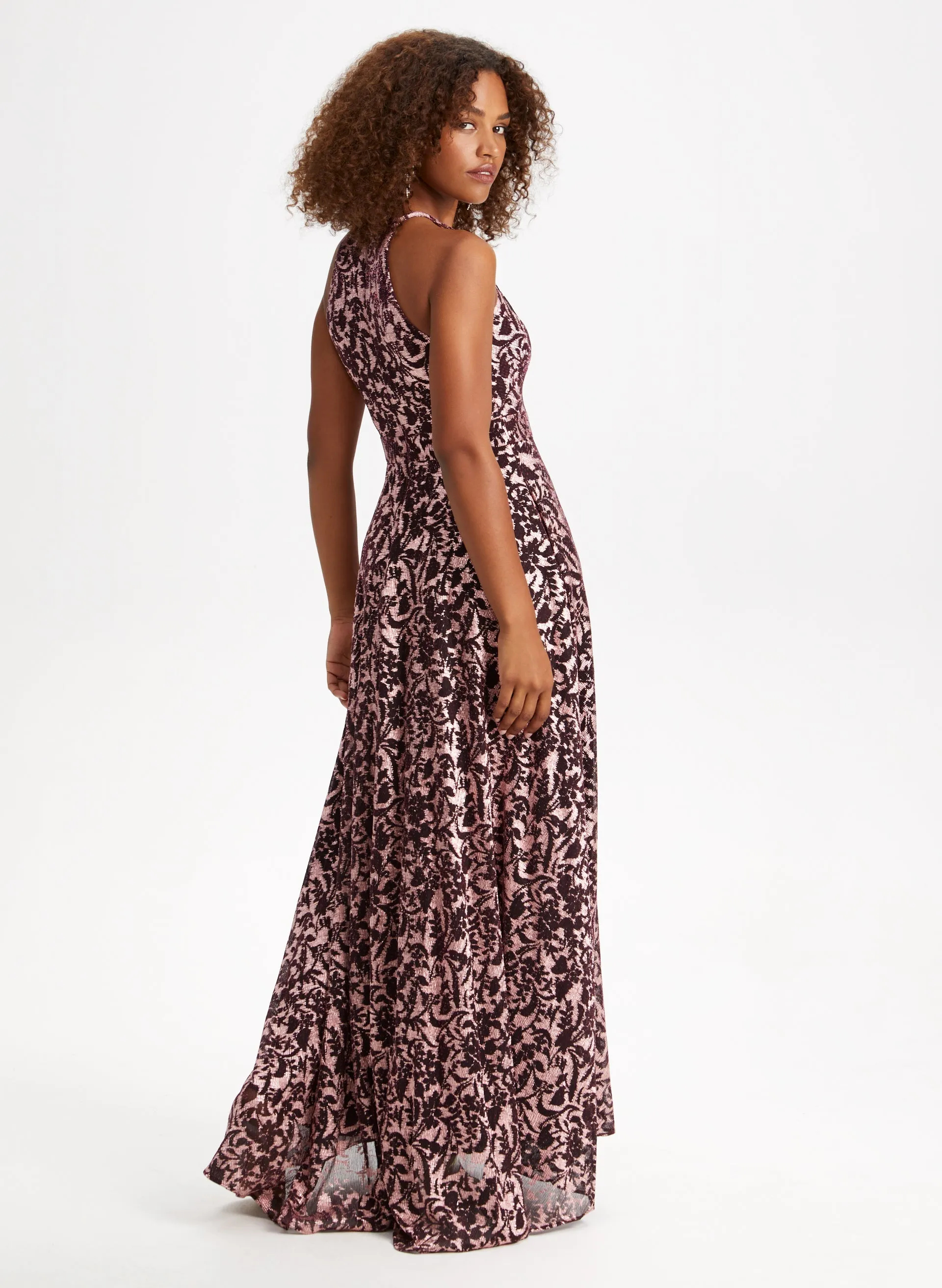 Metallic Burnout Halter Neck Dress sold by Laura product image thumbnail 3
