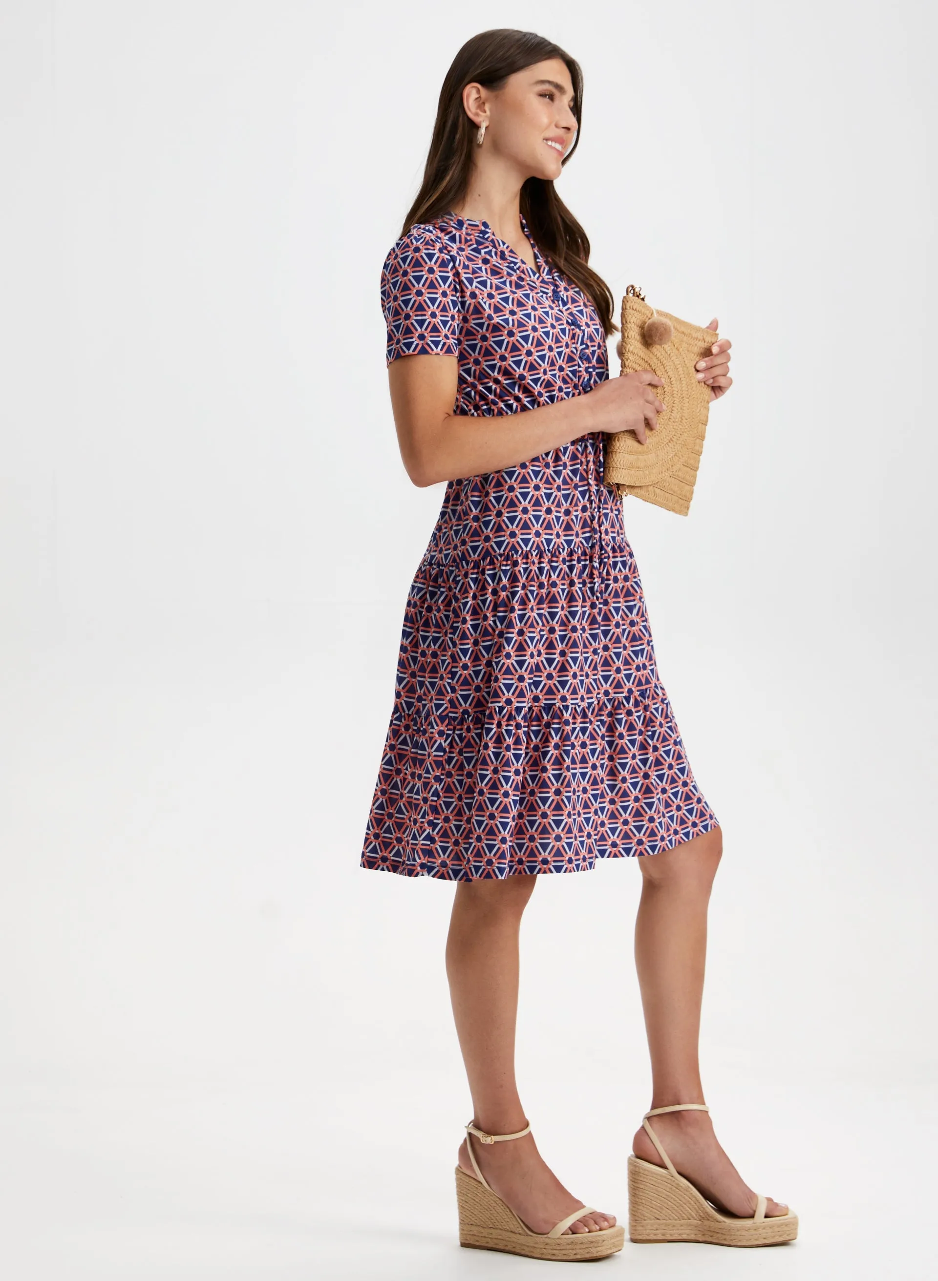 Geometric Print Tiered Midi Dress sold by Laura product image thumbnail 3