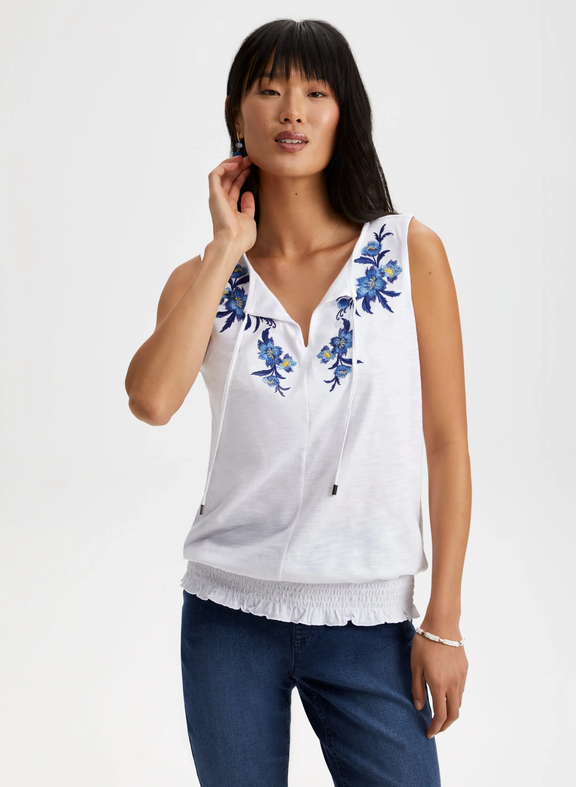 Embroidered Smocked Hem Top sold by Laura product image thumbnail 5