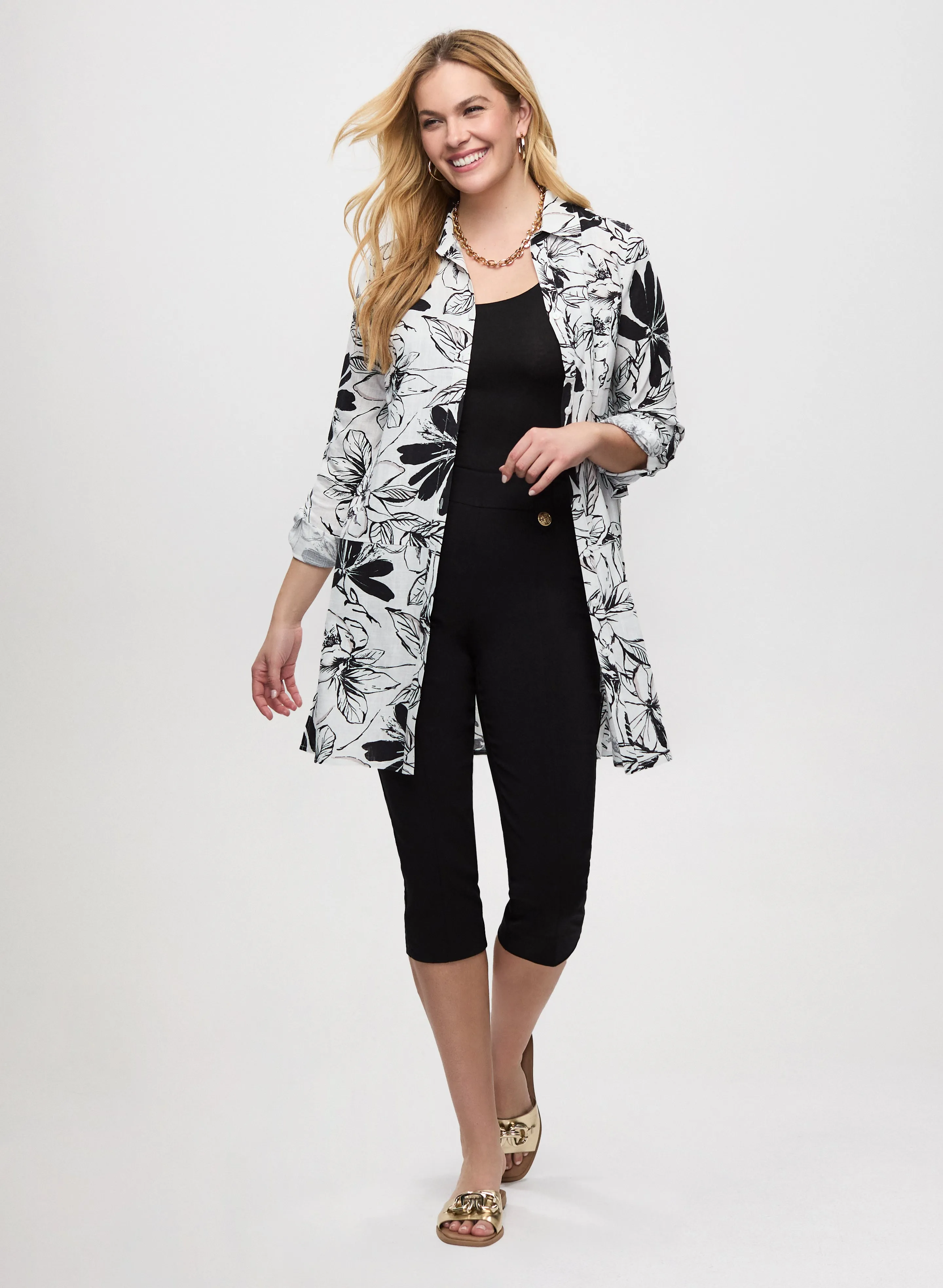 Floral Linen-Blend Tunic Blouse sold by Laura product image thumbnail 2