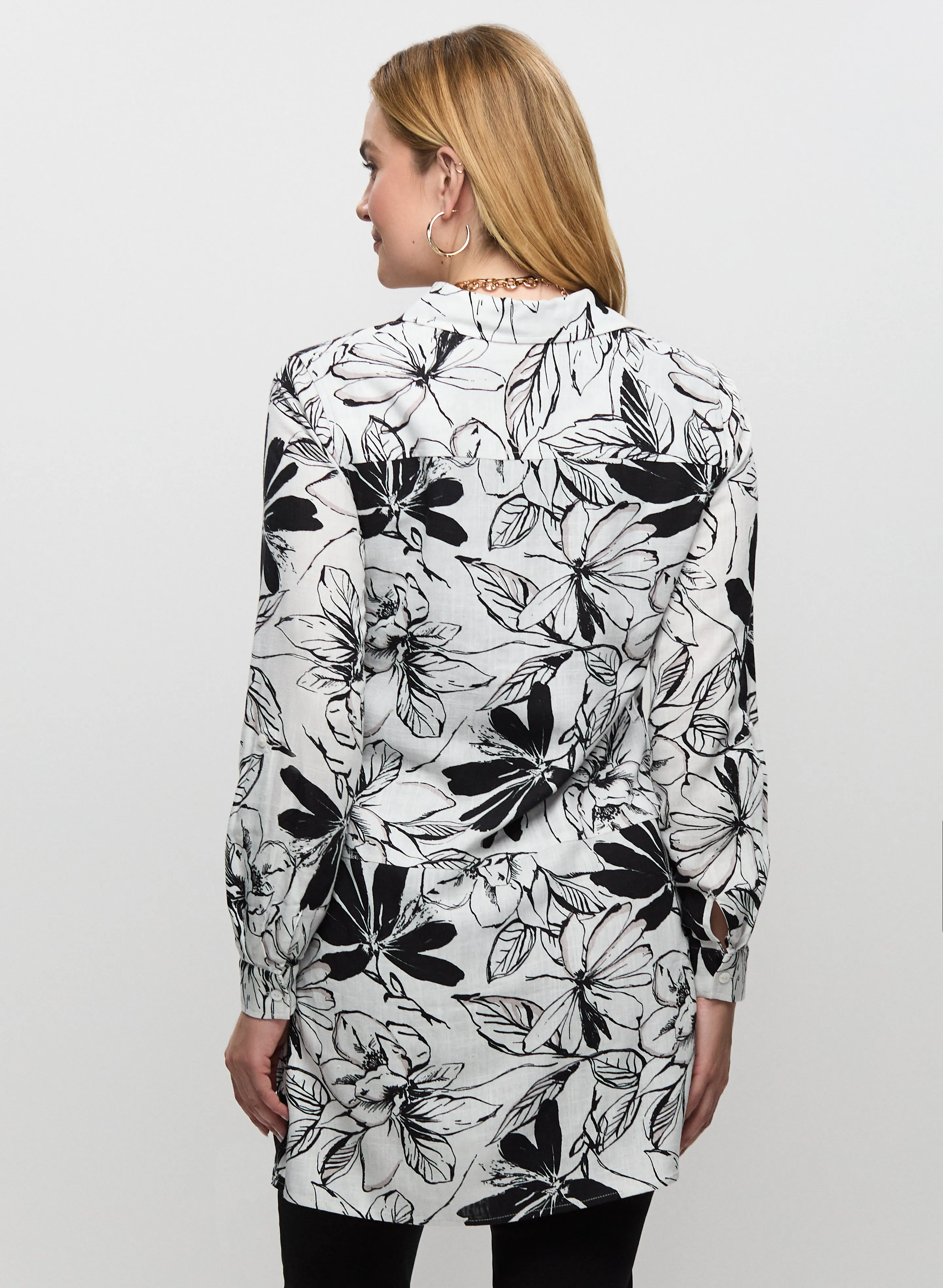 Floral Linen-Blend Tunic Blouse sold by Laura product image thumbnail 3