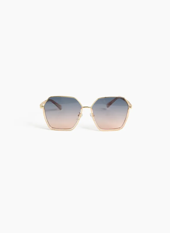 Geometric Frame Chain Link Sunglasses sold by Laura