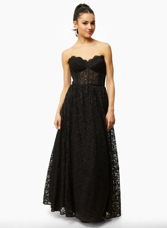 Sweetheart Neck Glitter Lace Gown sold by Laura