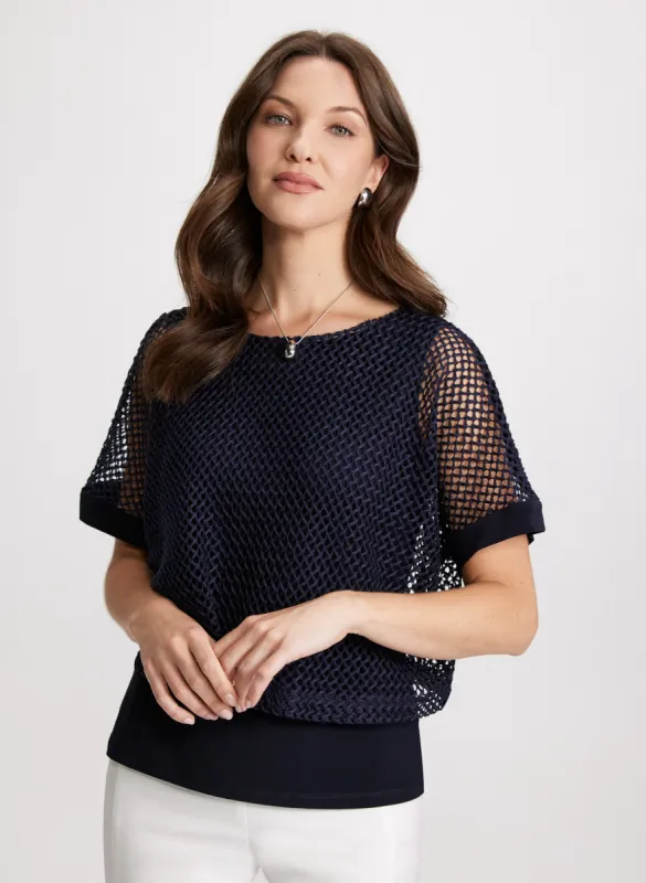 Short Sleeve Crochet Top sold by Laura