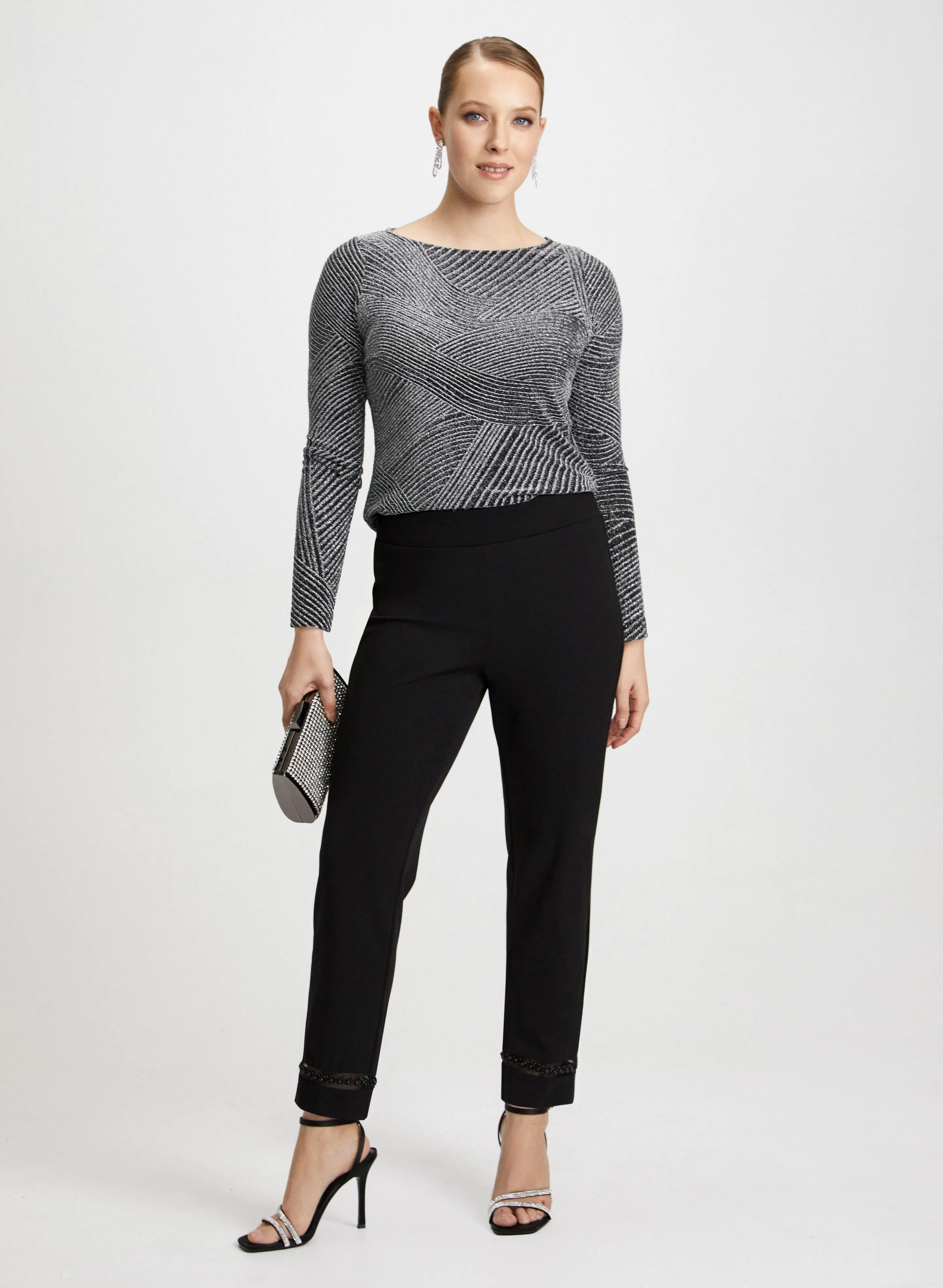 Curve Print Top & Pearl Detail Pants sold by Laura