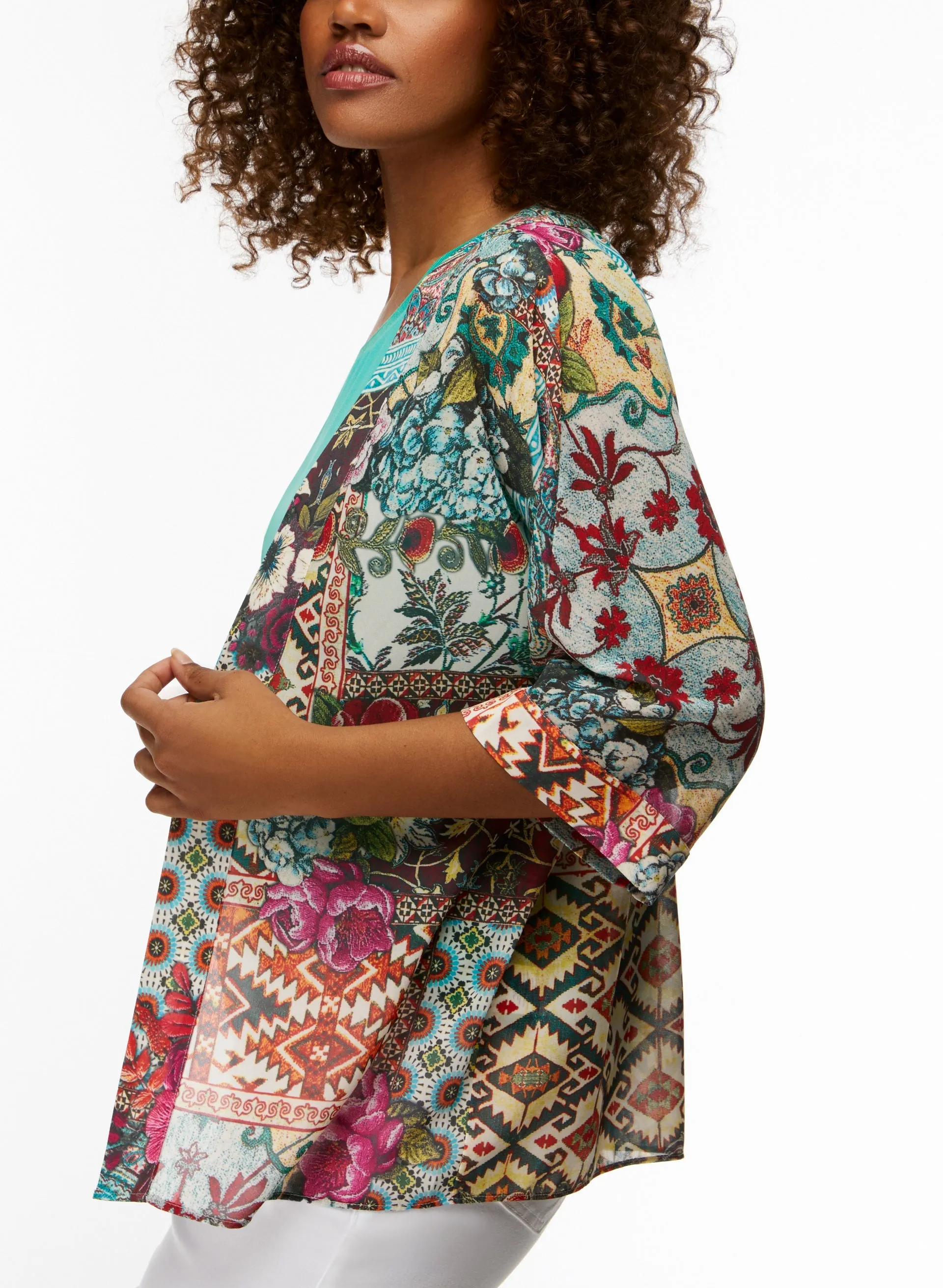 Paisley & Floral Motif Open Front Top sold by Laura product image thumbnail 4