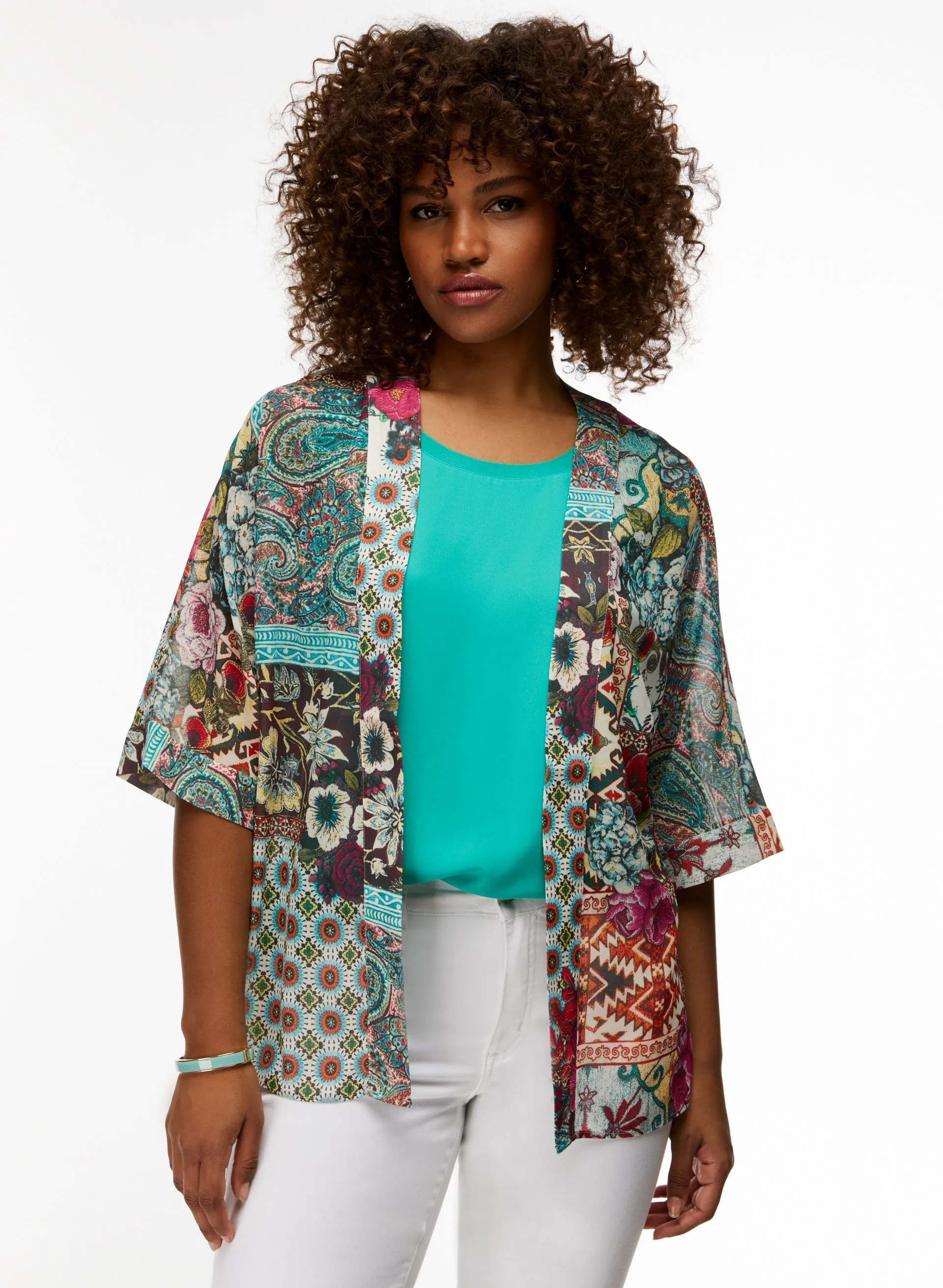 Paisley & Floral Motif Open Front Top sold by Laura