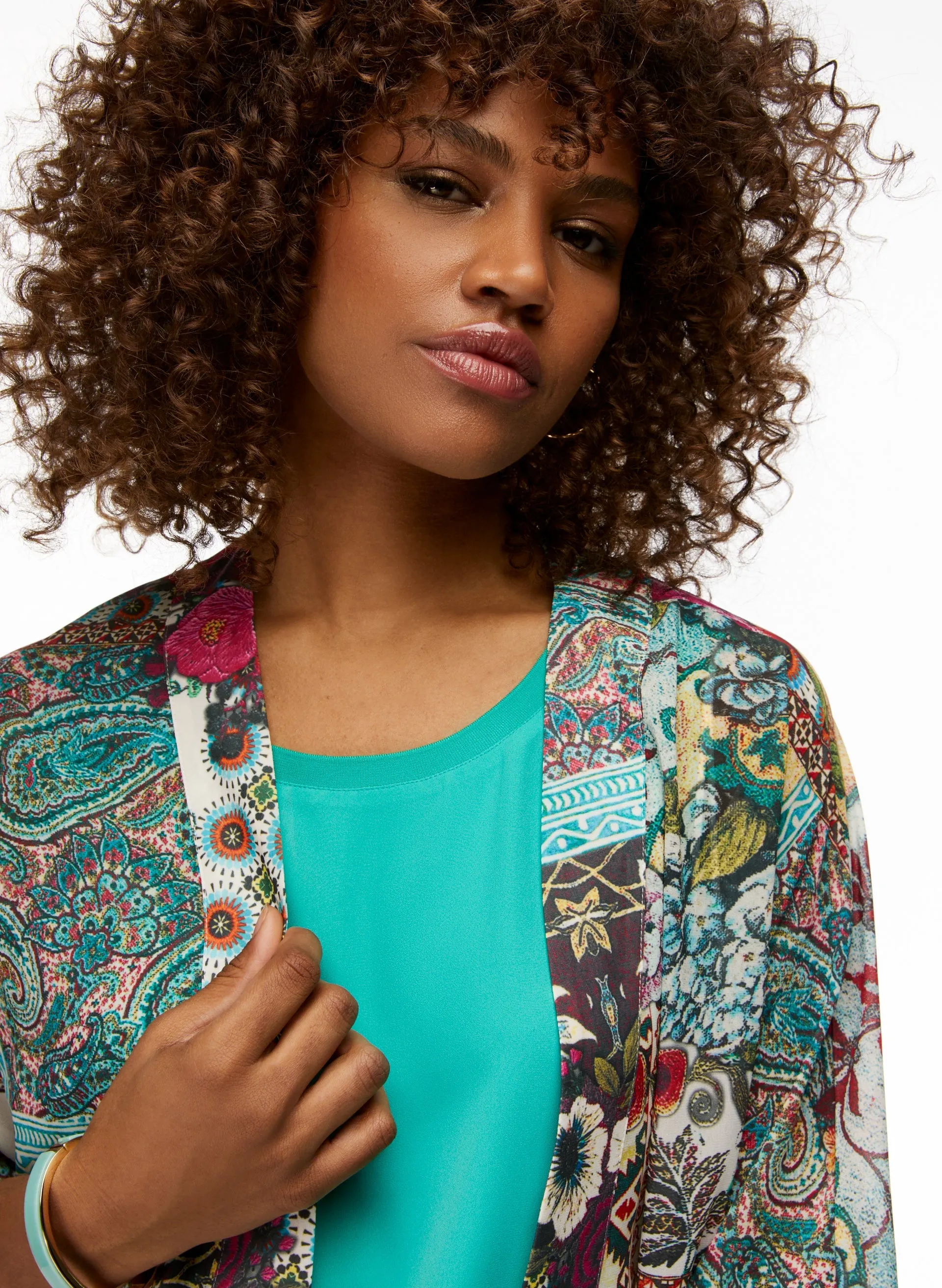 Paisley & Floral Motif Open Front Top sold by Laura product image thumbnail 2