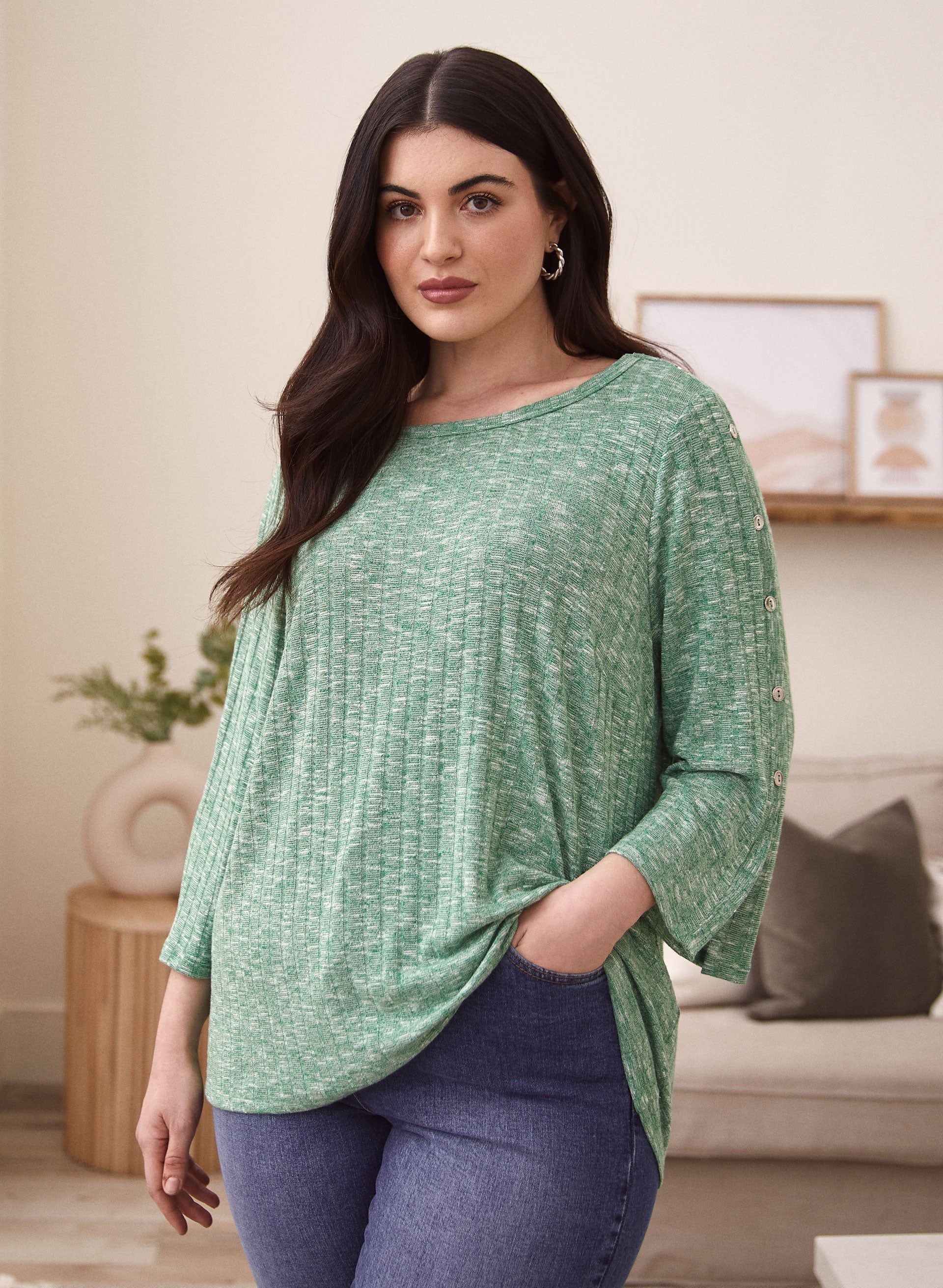 Button Detail Rib Knit Top sold by Laura product image thumbnail 3