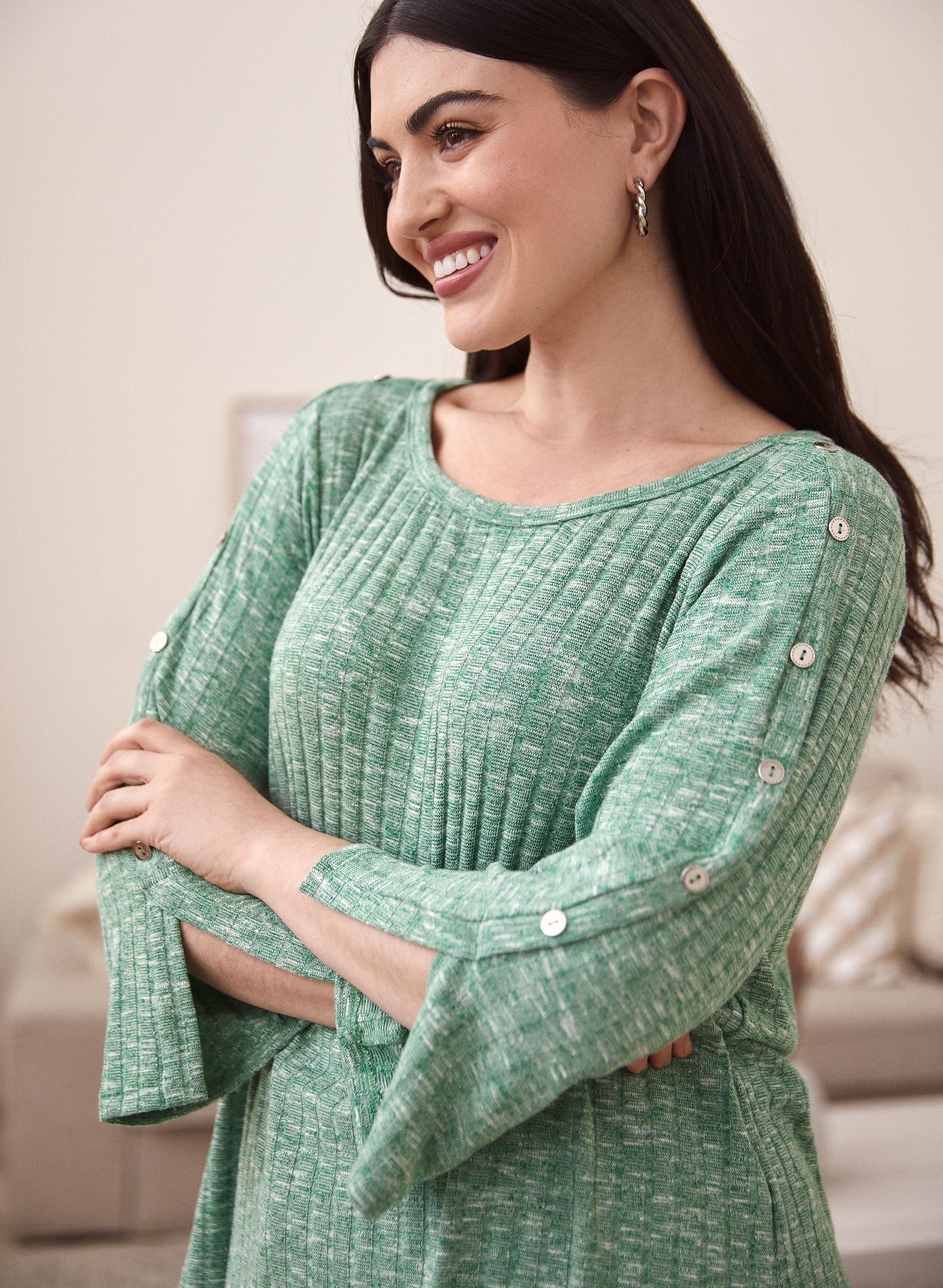 Button Detail Rib Knit Top sold by Laura product image thumbnail 4