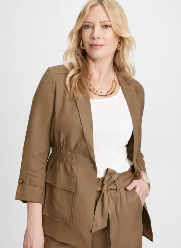 Elastic Waist Linen-Blend Jacket sold by Laura