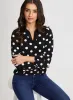 Dot Motif Split-Neck Top sold by Laura