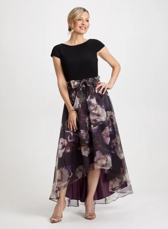 Floral Print & Bow Organza Dress sold by Laura