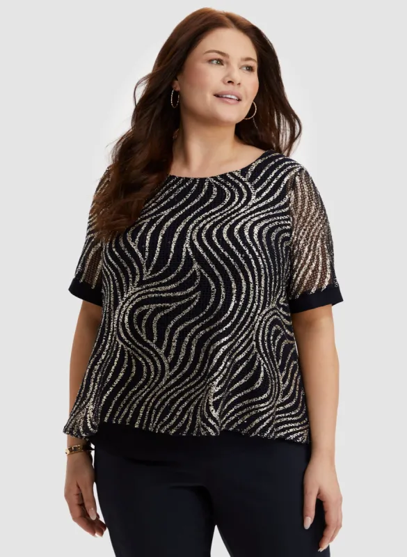 Foil Stripe Print Crochet Top sold by Laura