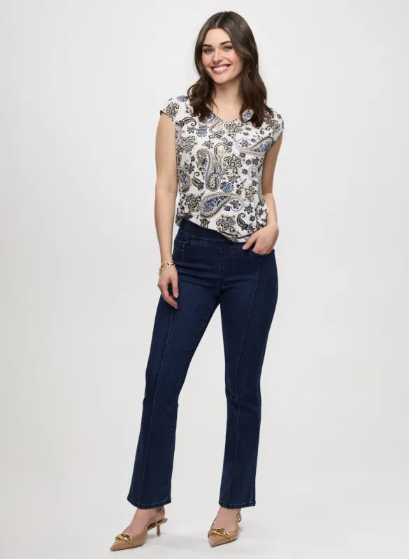 Cap Sleeve Paisley Print Top & Bootcut Jeans sold by Laura