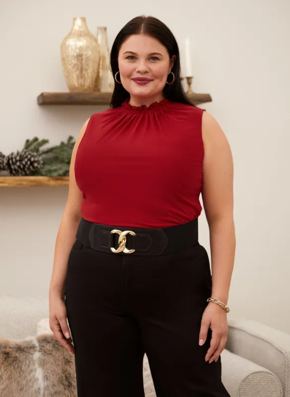 Sleeveless Shirred Neck Top sold by Laura
