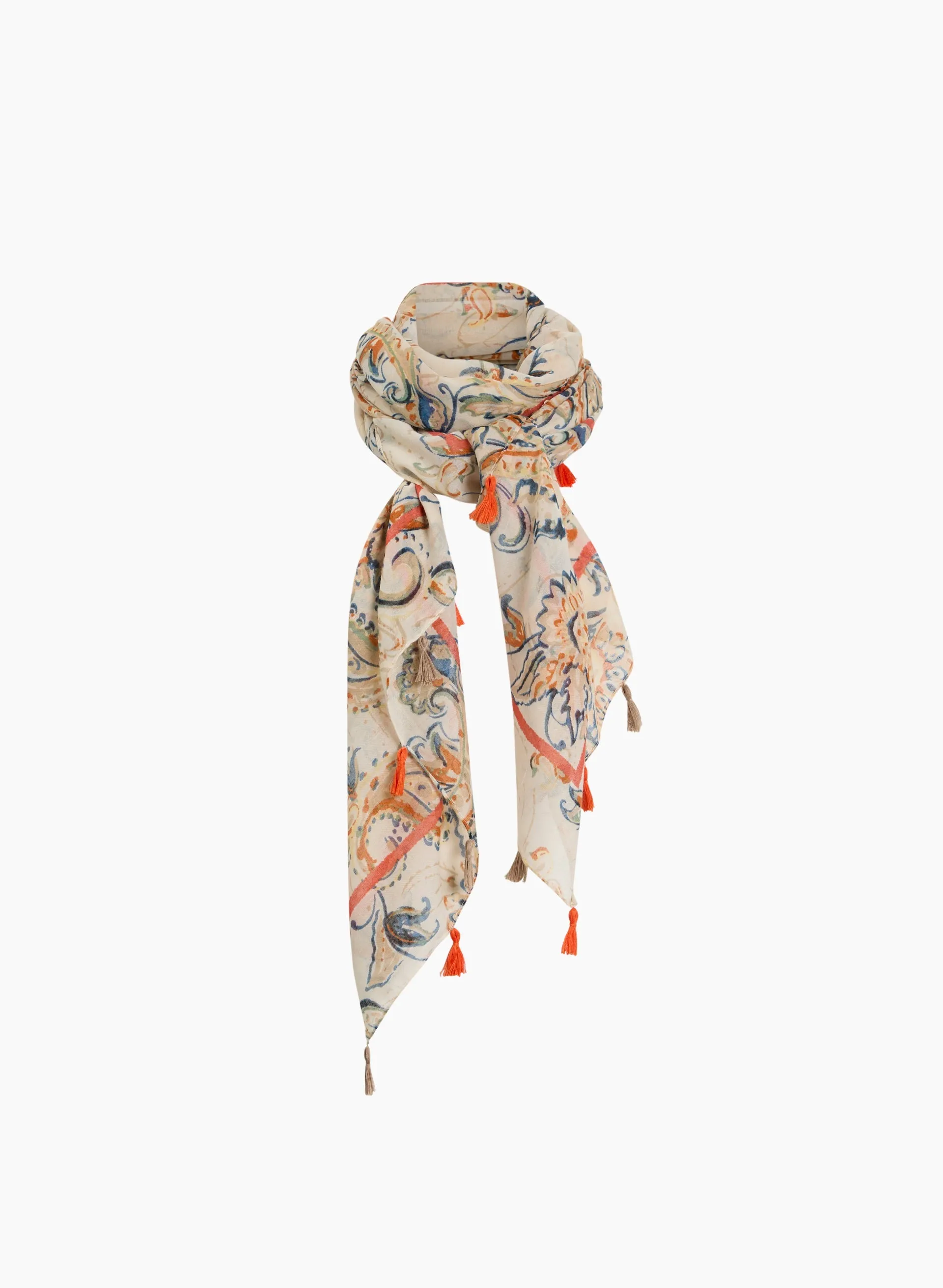 Paisley Scarf With Tassel Trim sold by Laura
