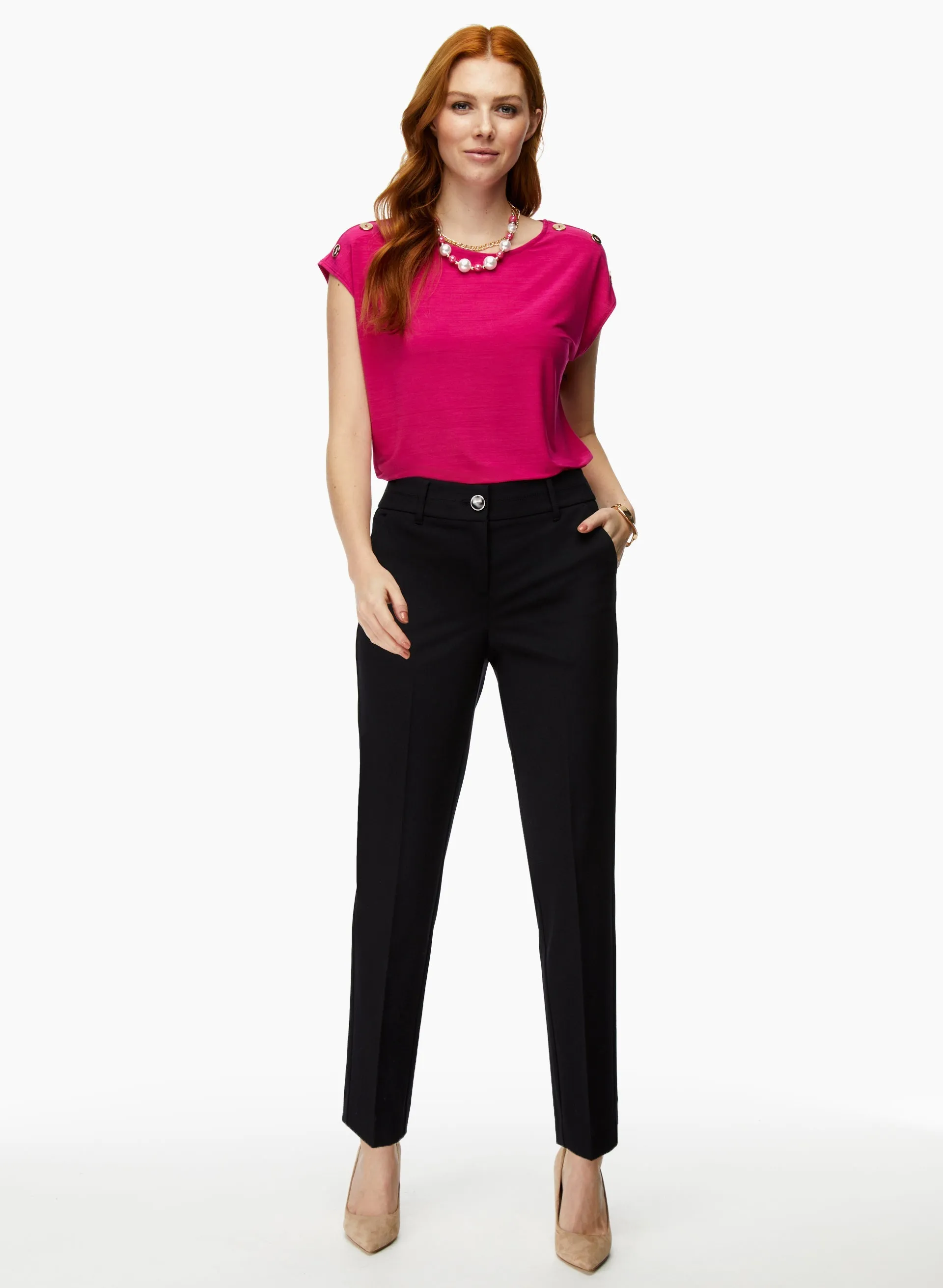 Button Detail Cap Sleeve Top sold by Laura product image thumbnail 3